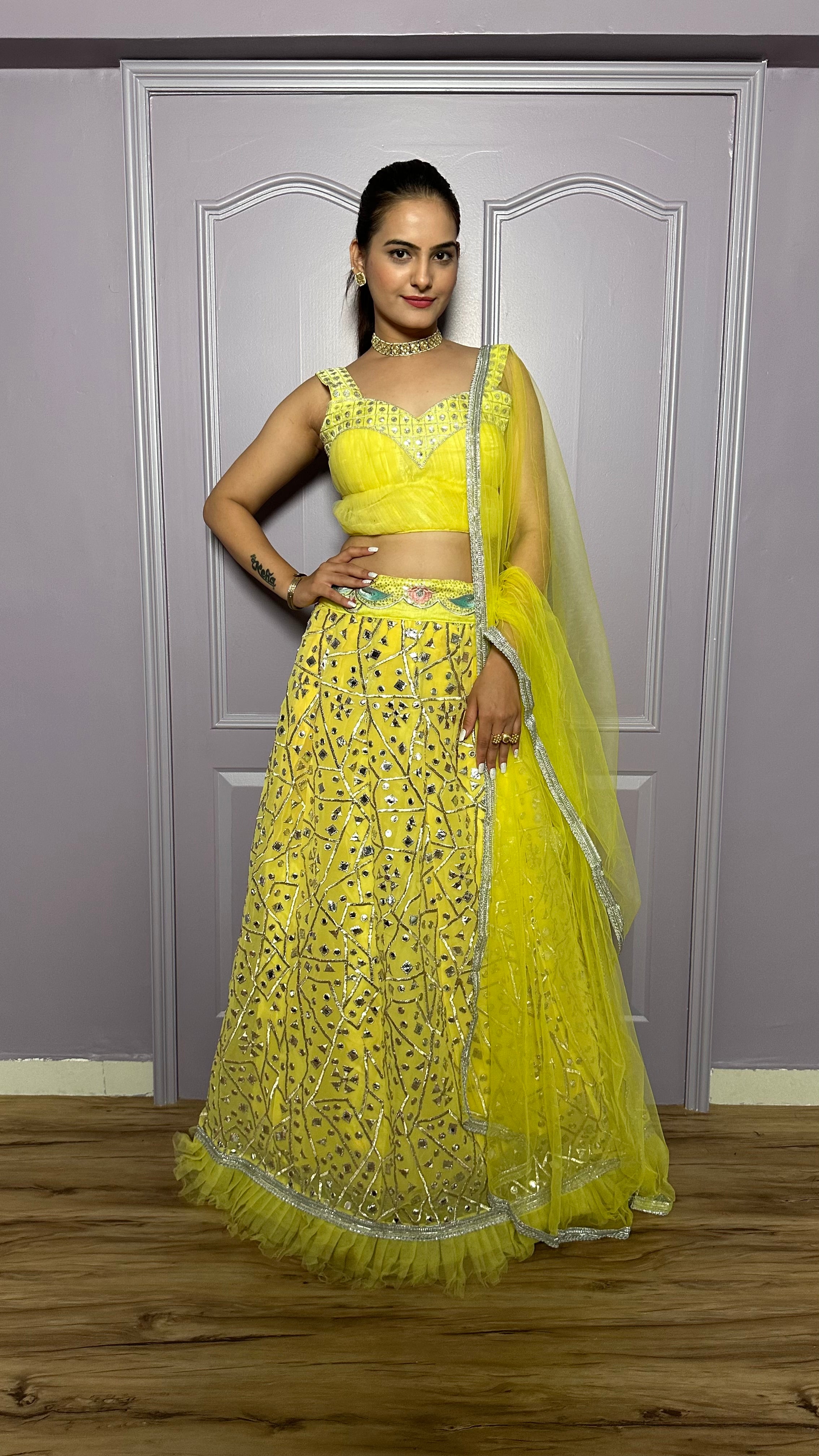 Happiness looks gorgeous in yellow Lehenga Set