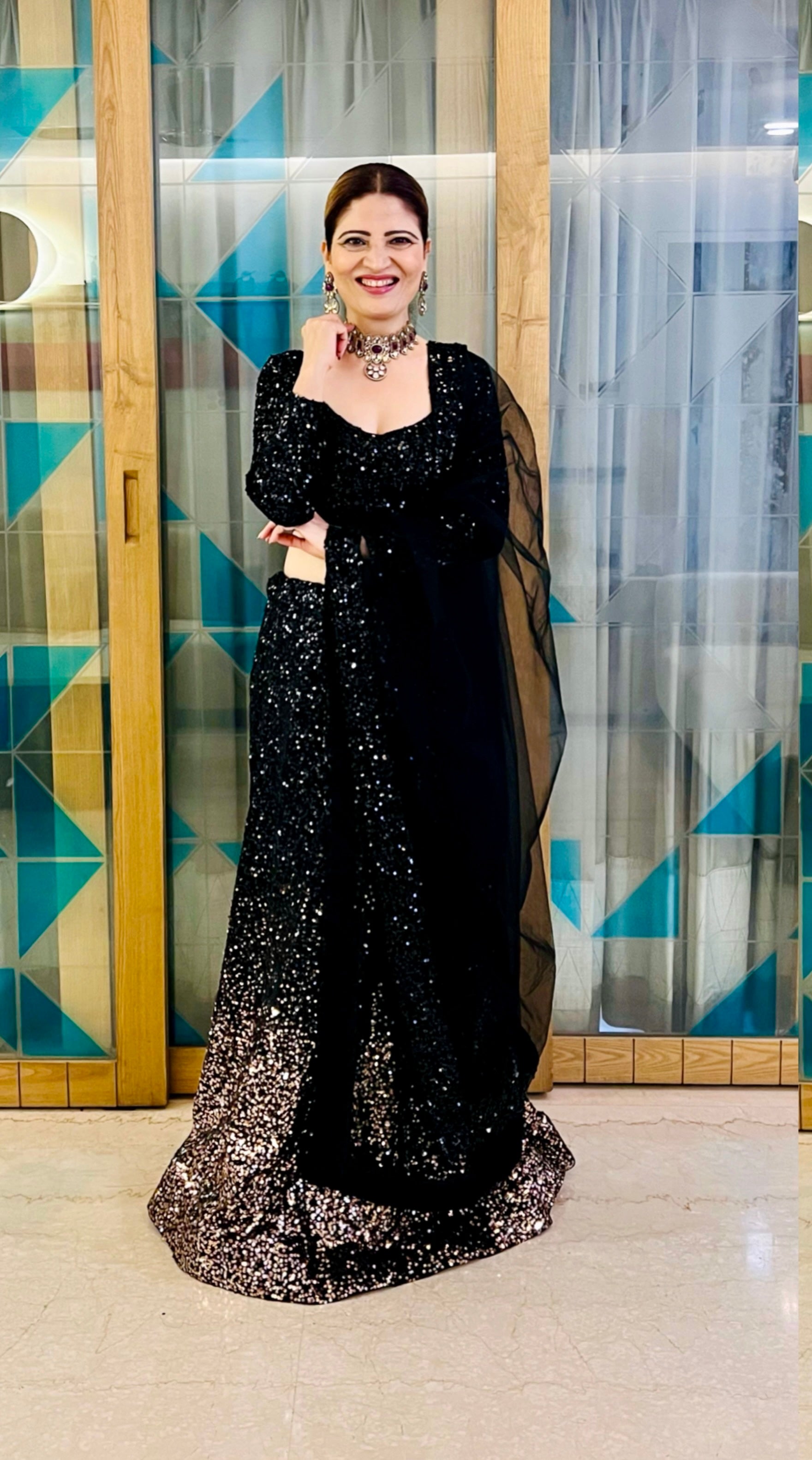Dazzle this festive season with this beautiful sequence lehenga