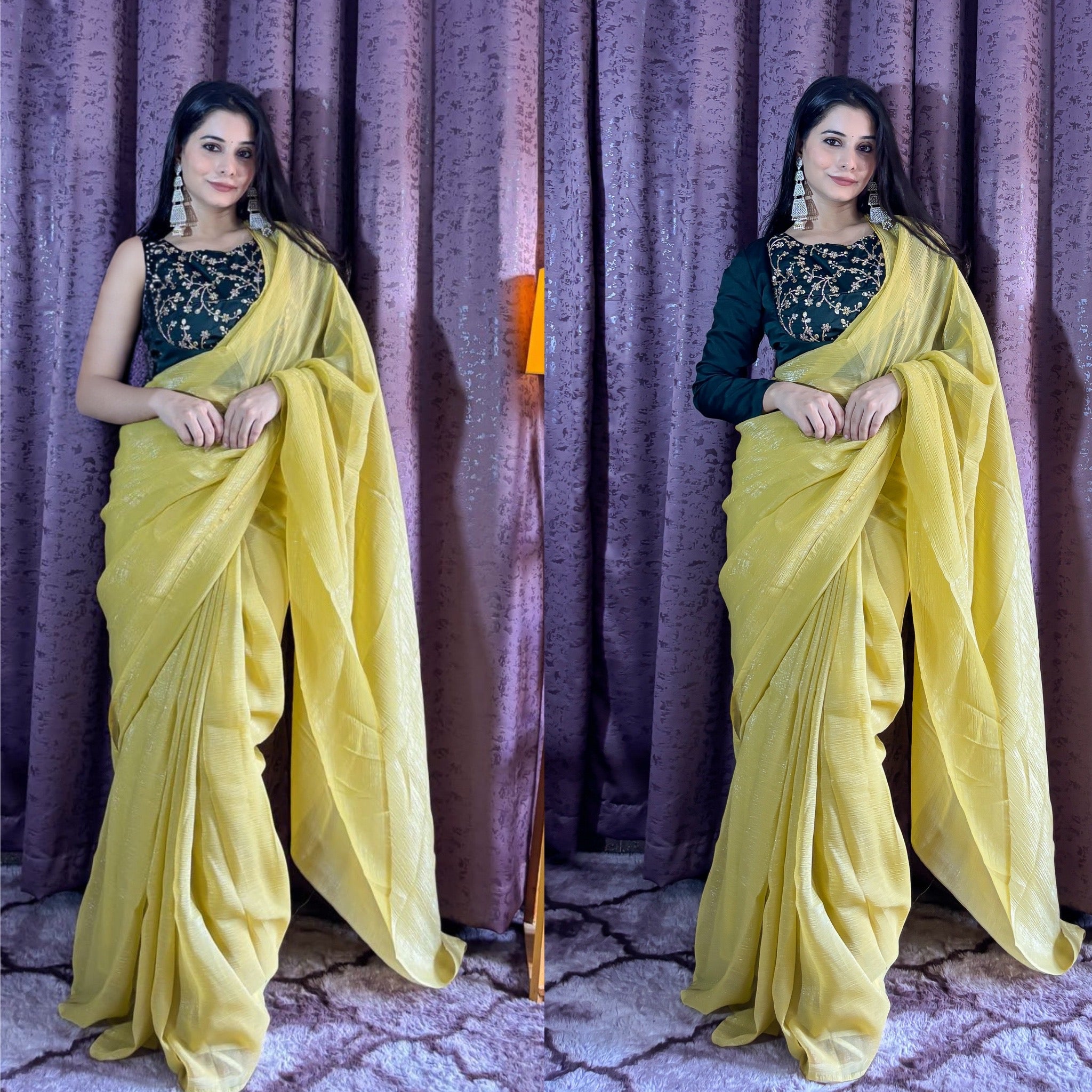 Sleeveless charm, jacketed grace – saree with a twist