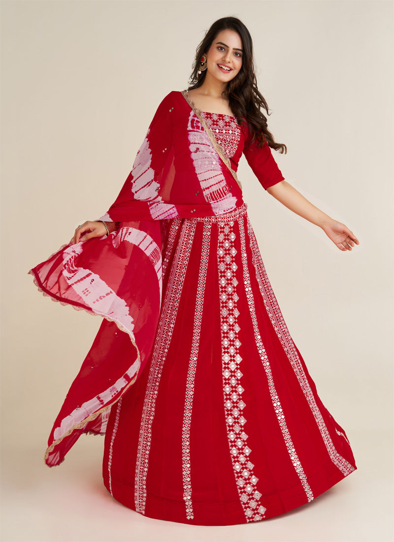 Designer Red lehenga is perfect for you to Feel Lost in Beauty of traditional