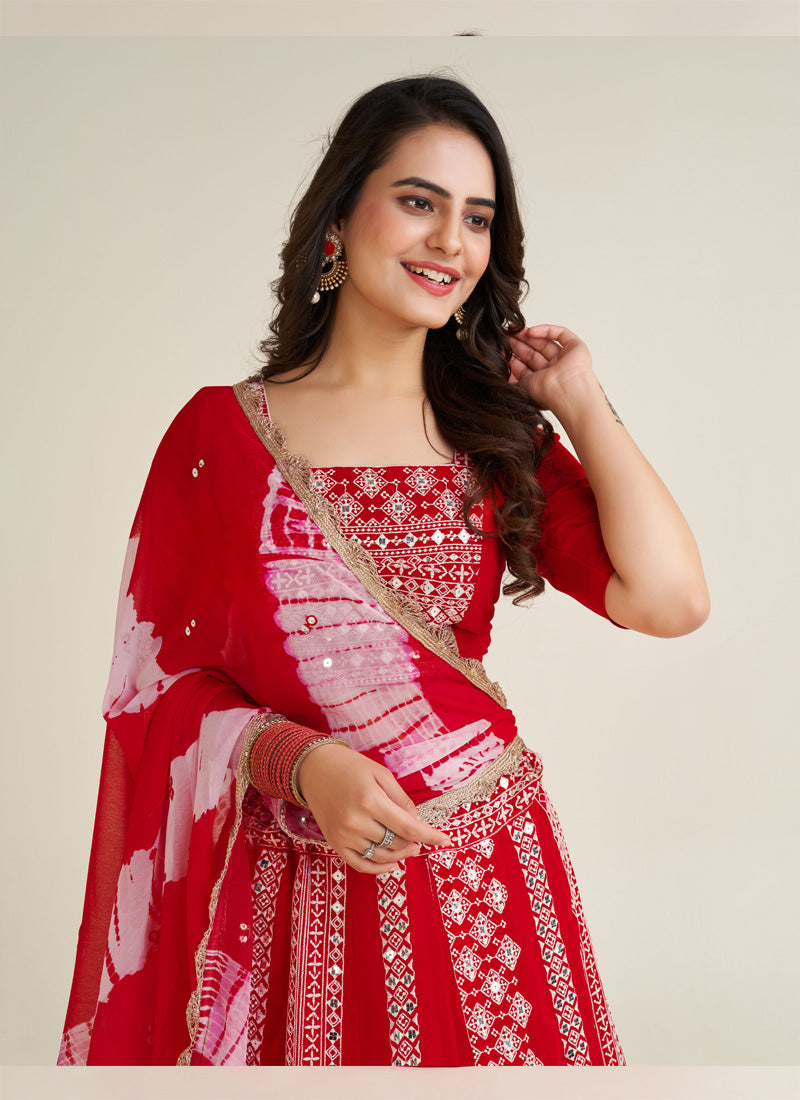 Designer Red lehenga is perfect for you to Feel Lost in Beauty of traditional