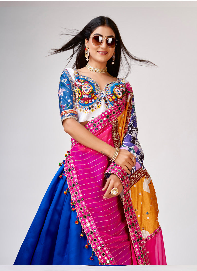 Dance into the garba night with grace and style .This stunning designer outfit is definitely the most amazing pick