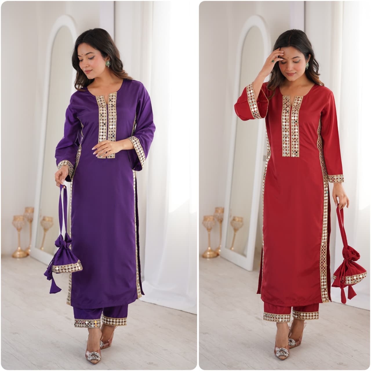Natural Crepe kurti Set