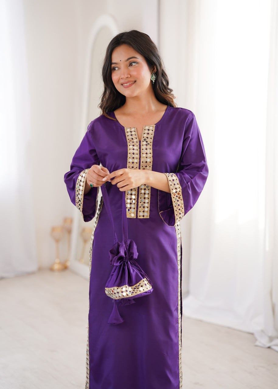 Natural Crepe kurti Set