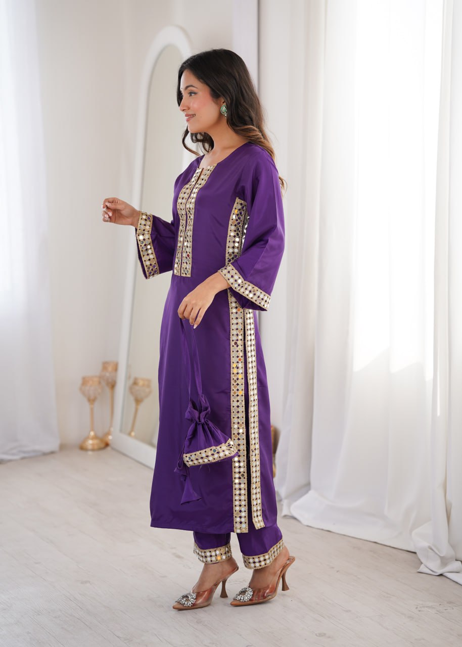 Natural Crepe kurti Set