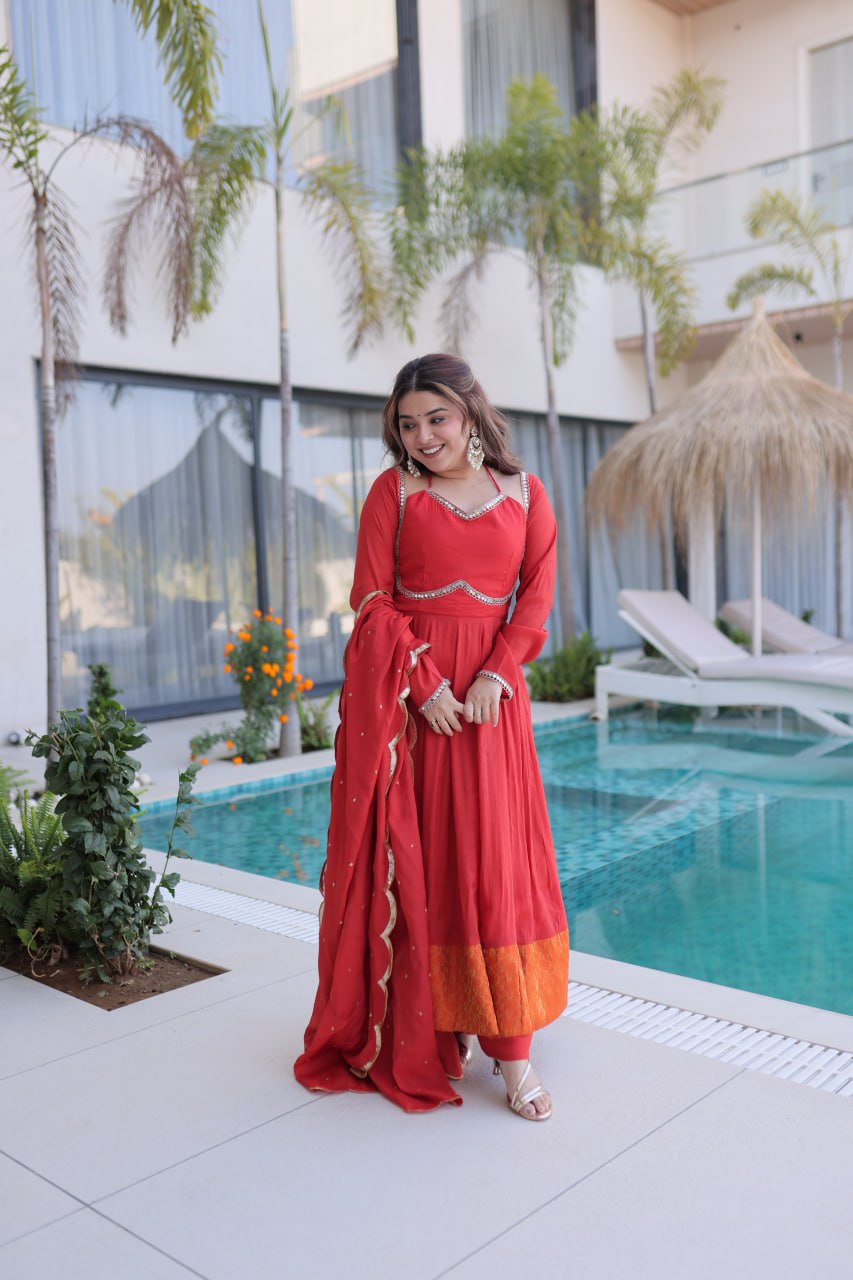 MAL CHANDERI KURTI PANT SET