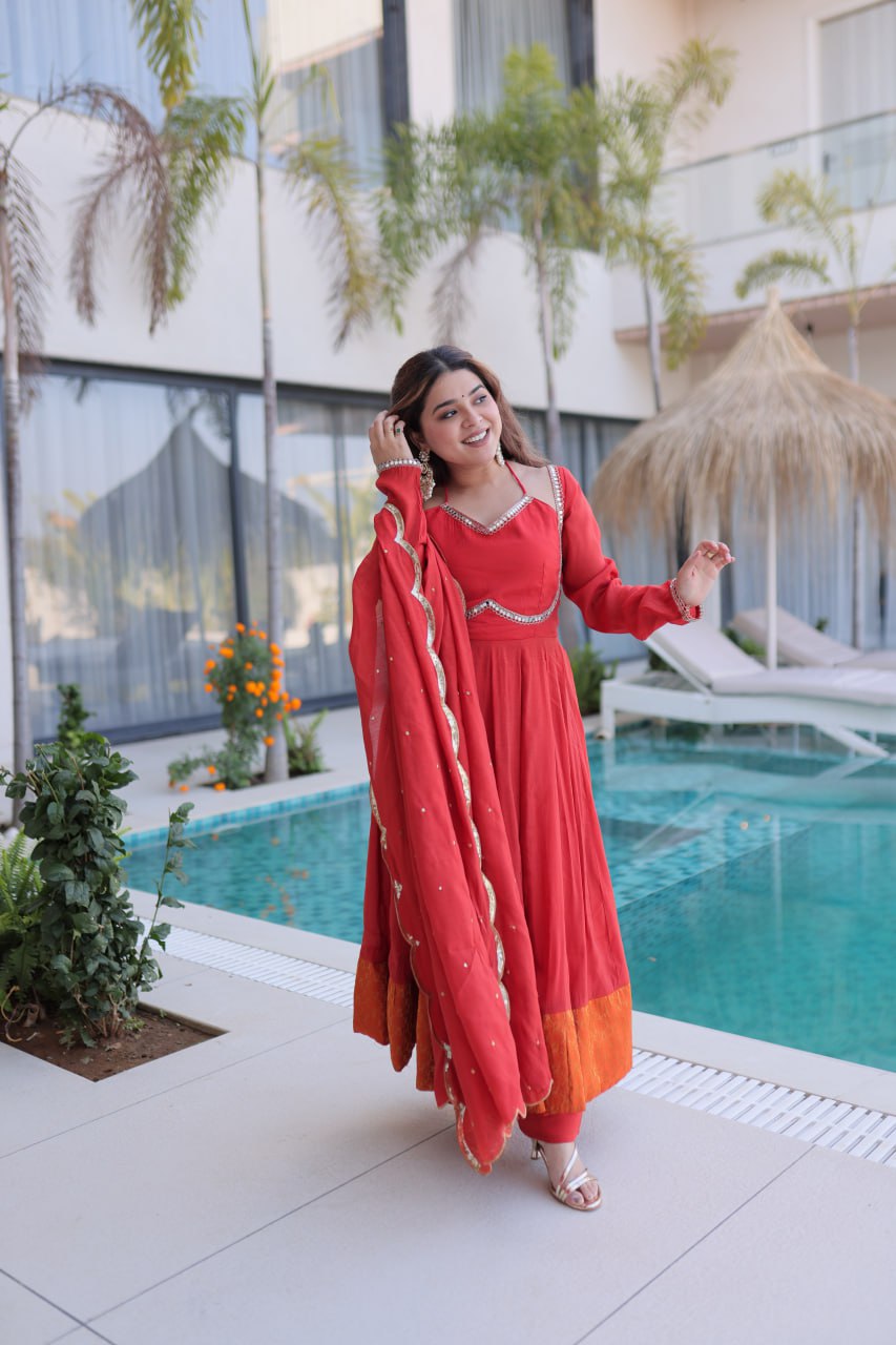 MAL CHANDERI KURTI PANT SET