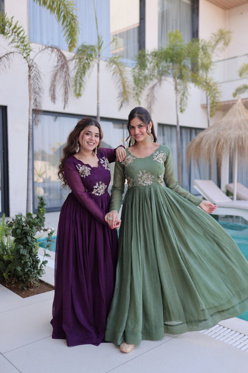 Silver Crunchy Gown Set
