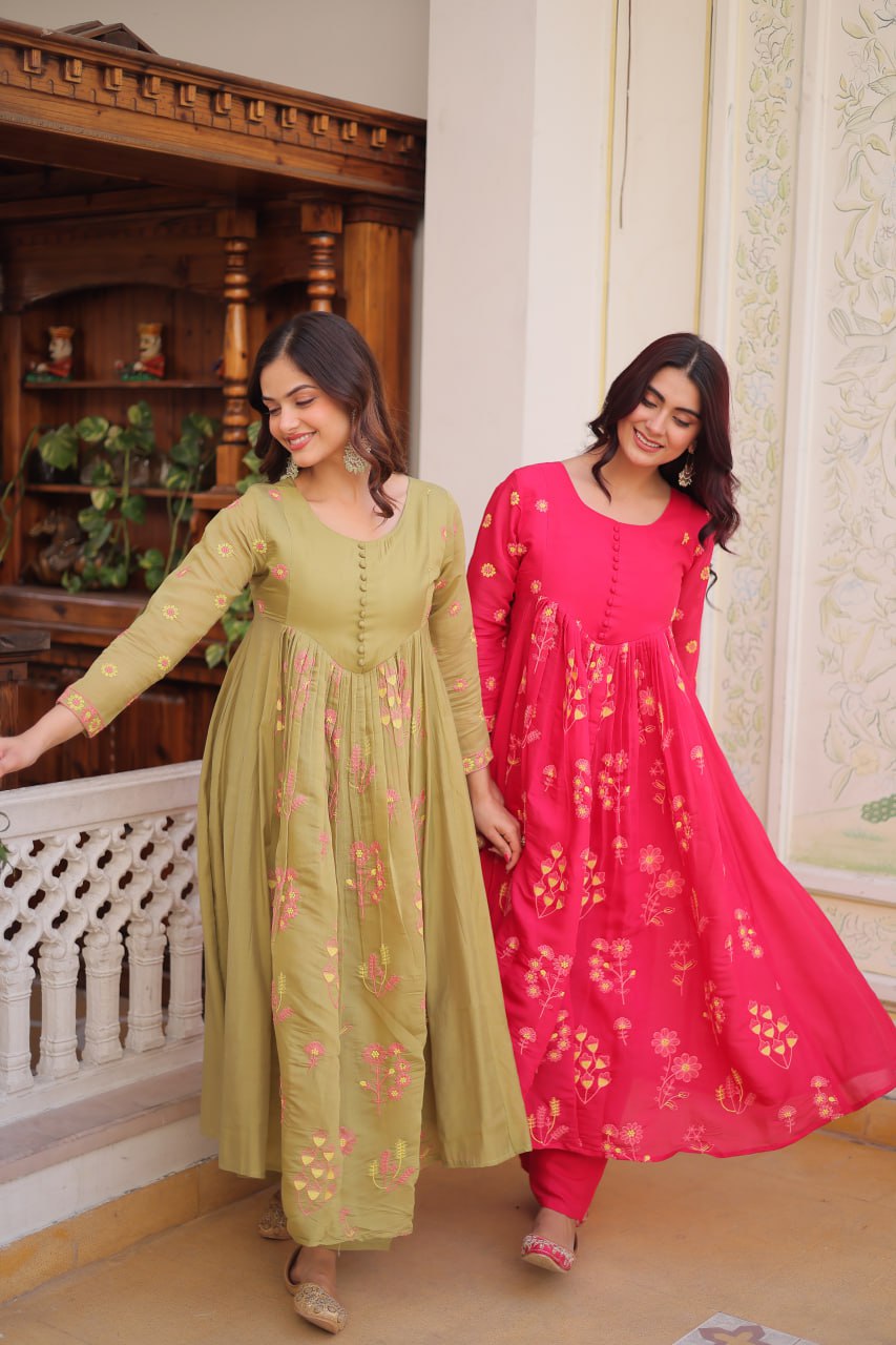 MAL CHANDERI KURTI SET