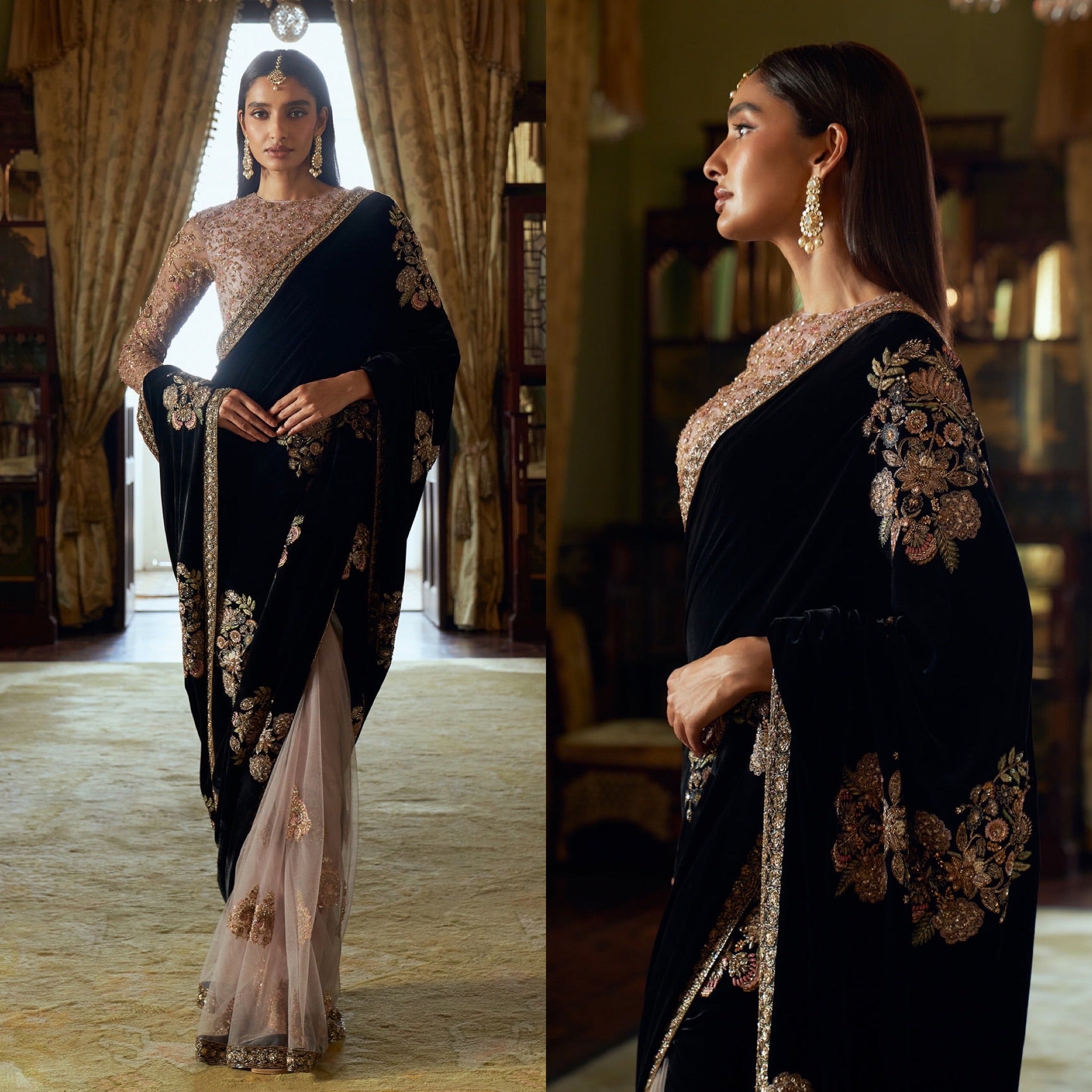 Slaying the saree game in this stunning velvet saree