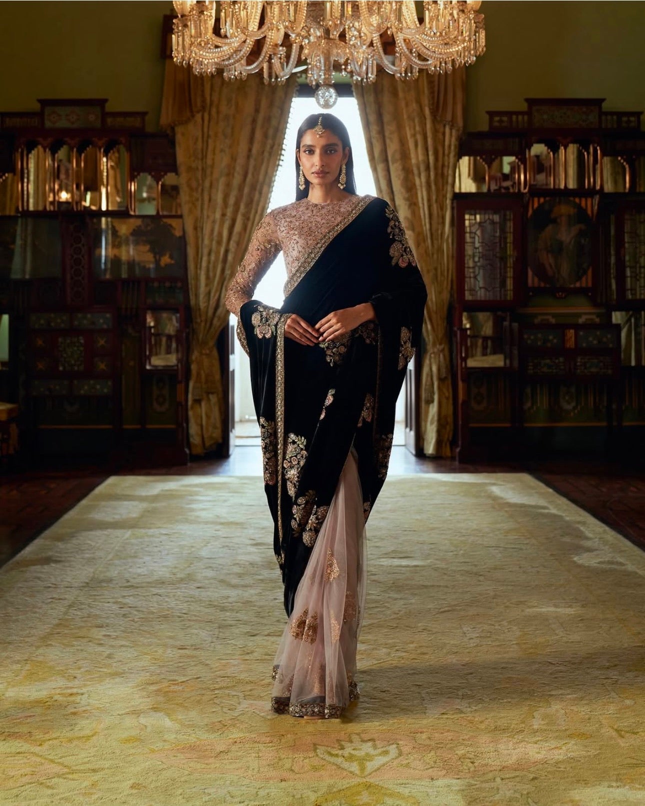 Slaying the saree game in this stunning velvet saree