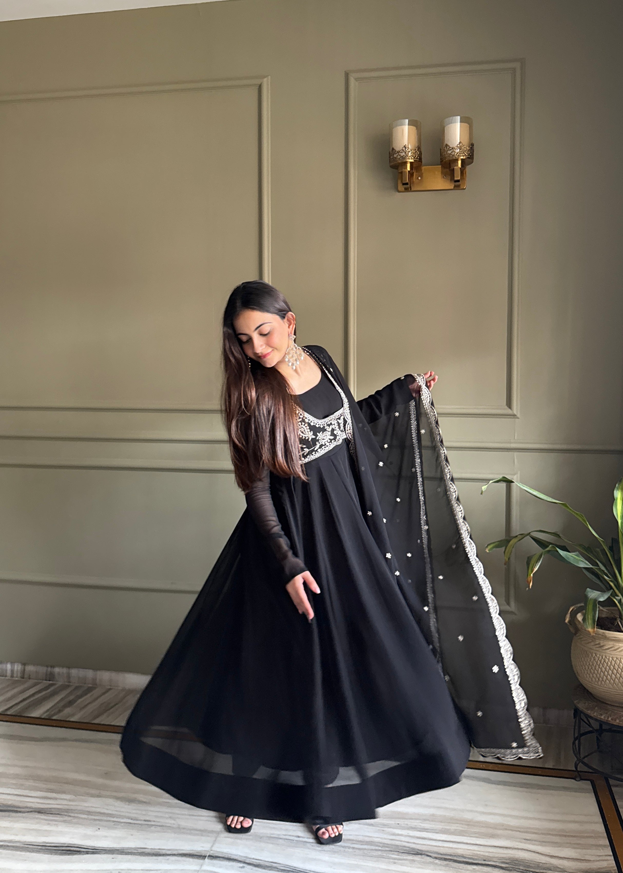 Midnight Majesty Black Anarkali Set