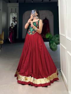 Embossed Pure Rayon Lehenga Set