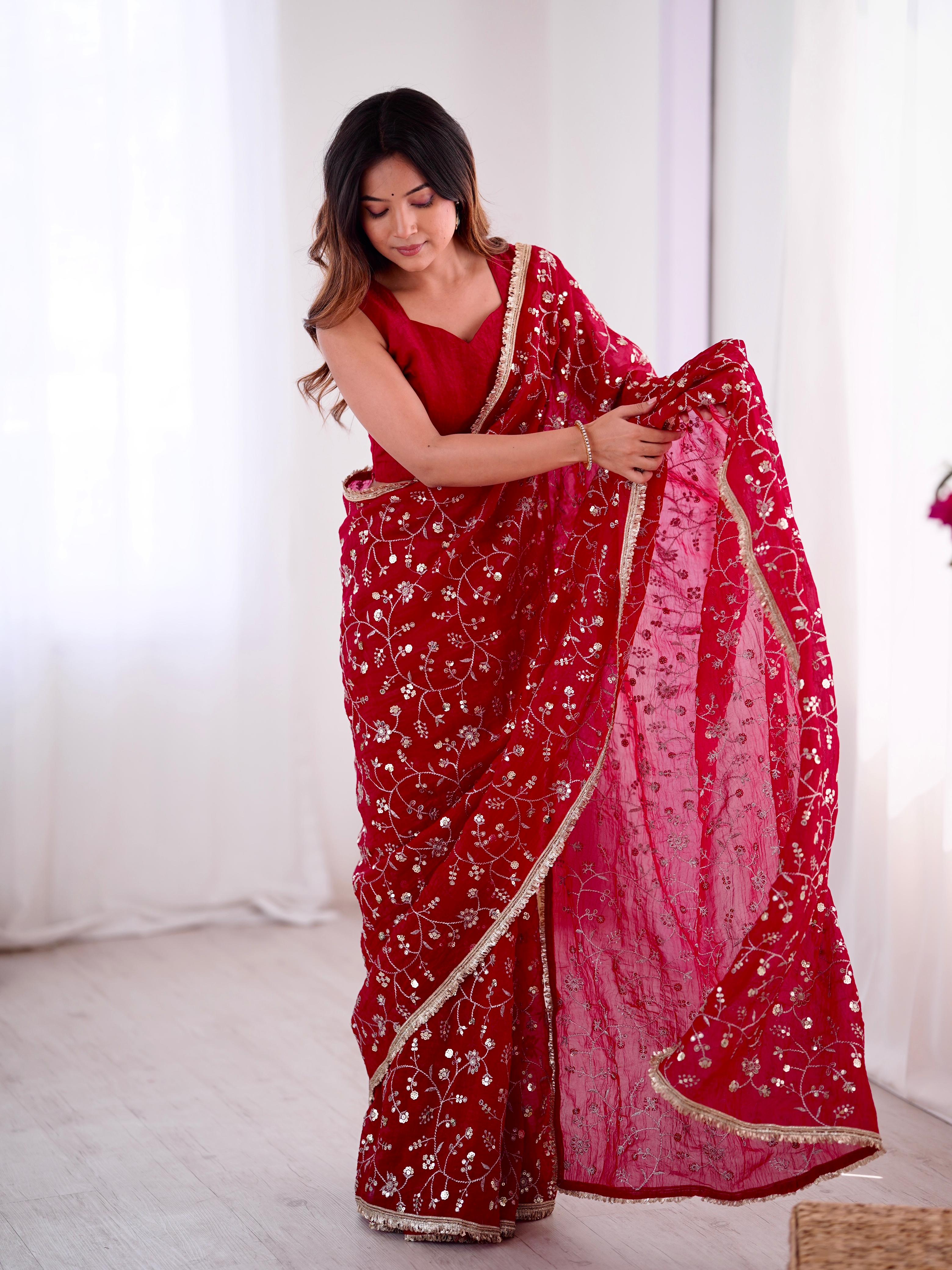 Crunchy Silk Sequins Saree
