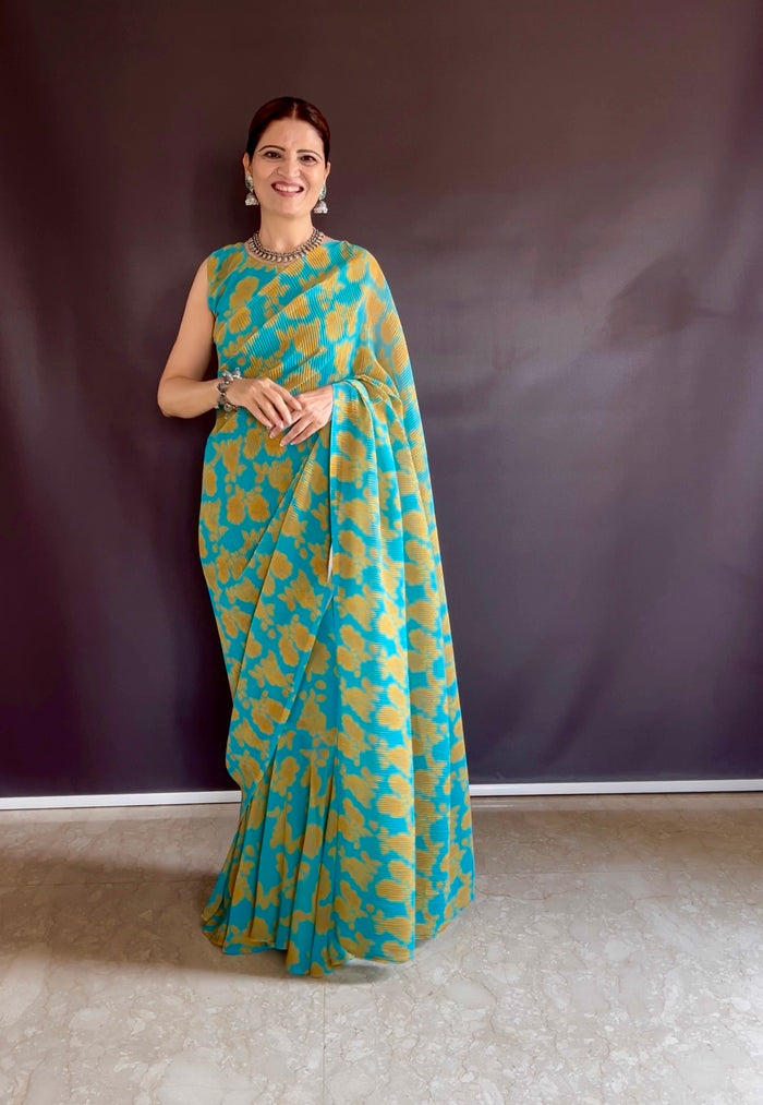 Red Pre-Draped Elegant Saree- Modern Festive Wear
