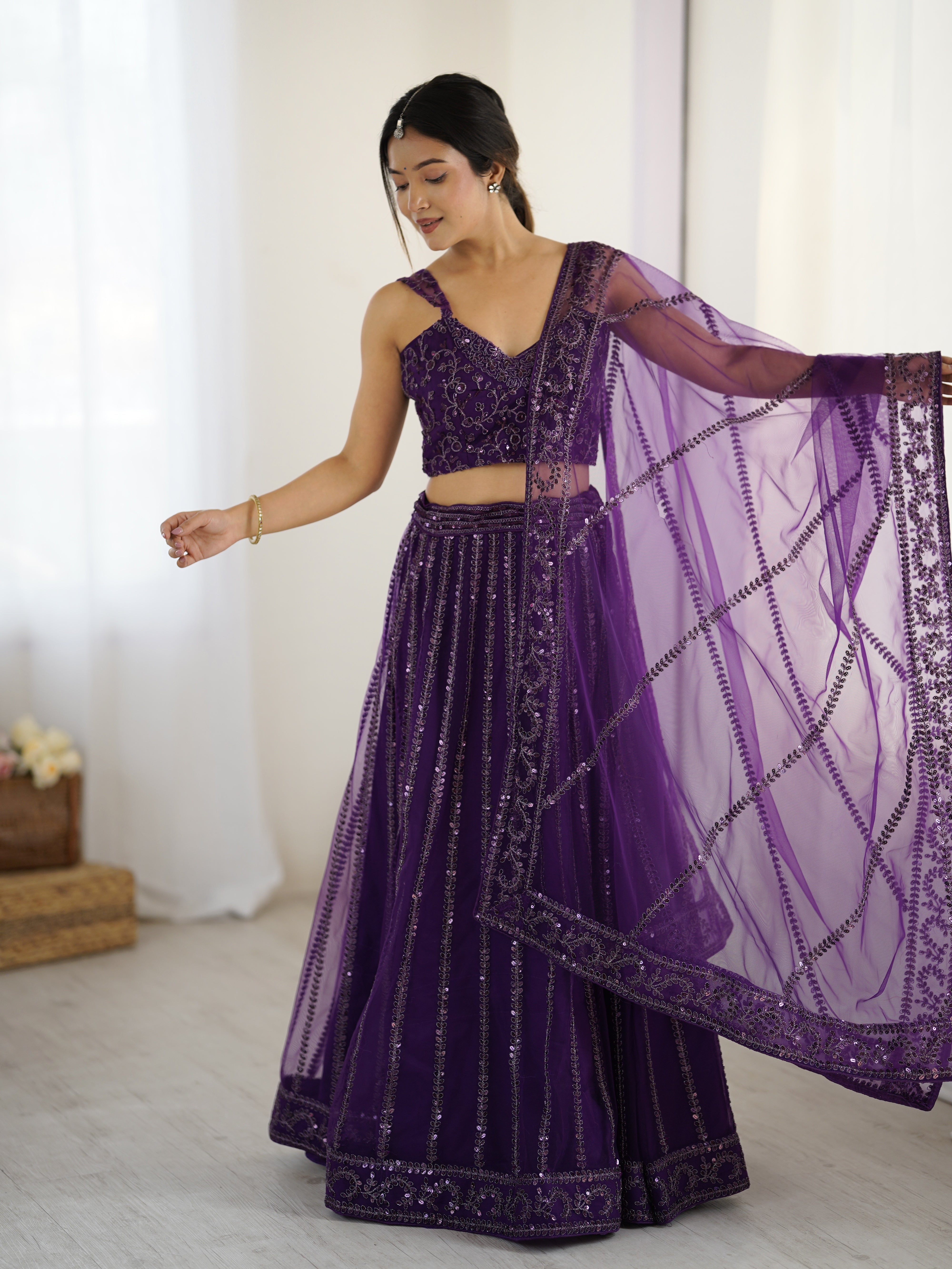 Lehenga Set - Where Tradition meets the magic of violet dreams
