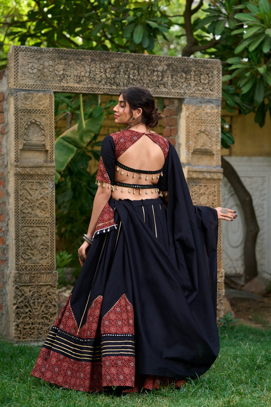 Lehenga With Eye-Catching Prints, and Gota Patti