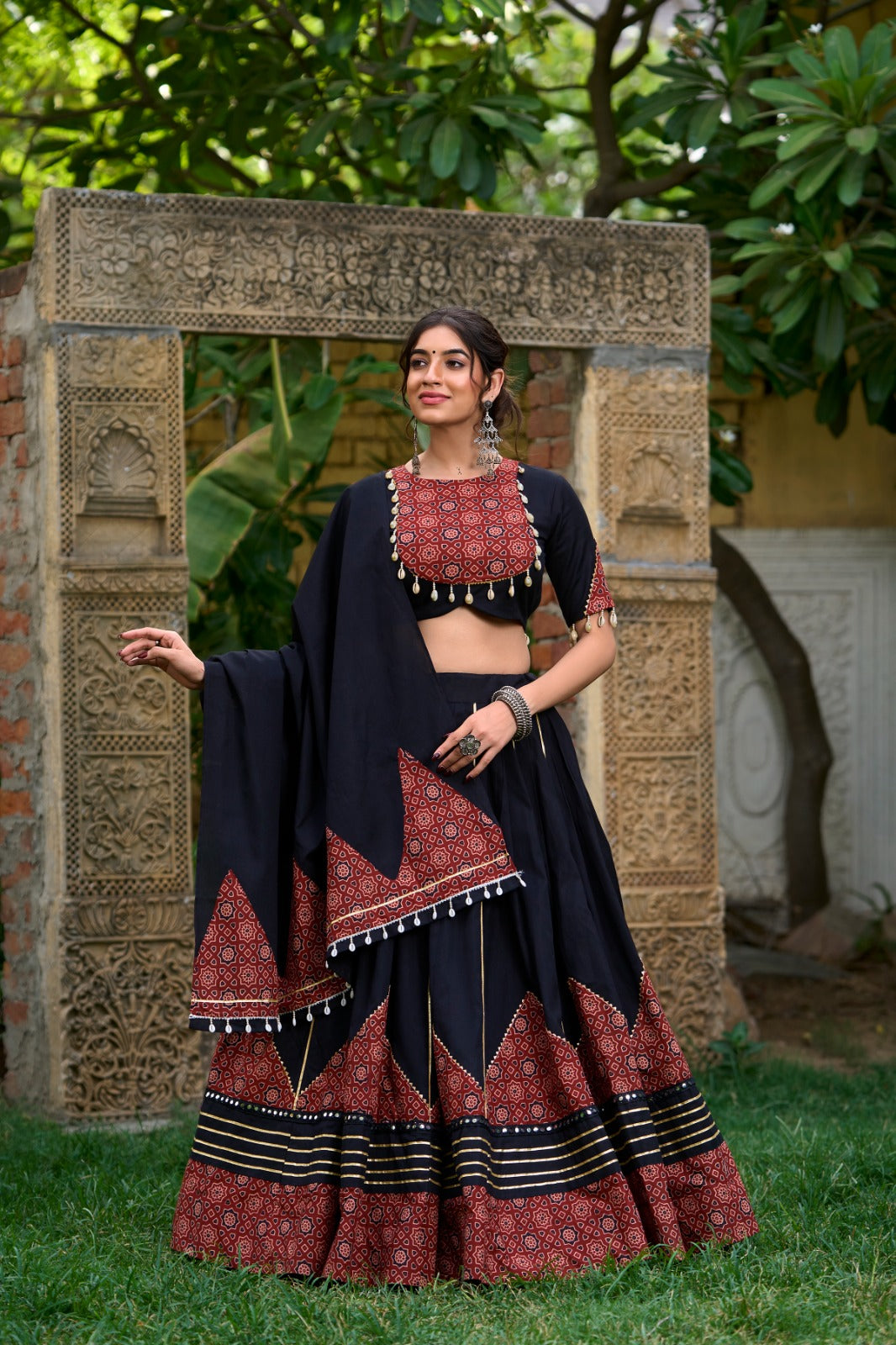 Lehenga With Eye-Catching Prints, and Gota Patti