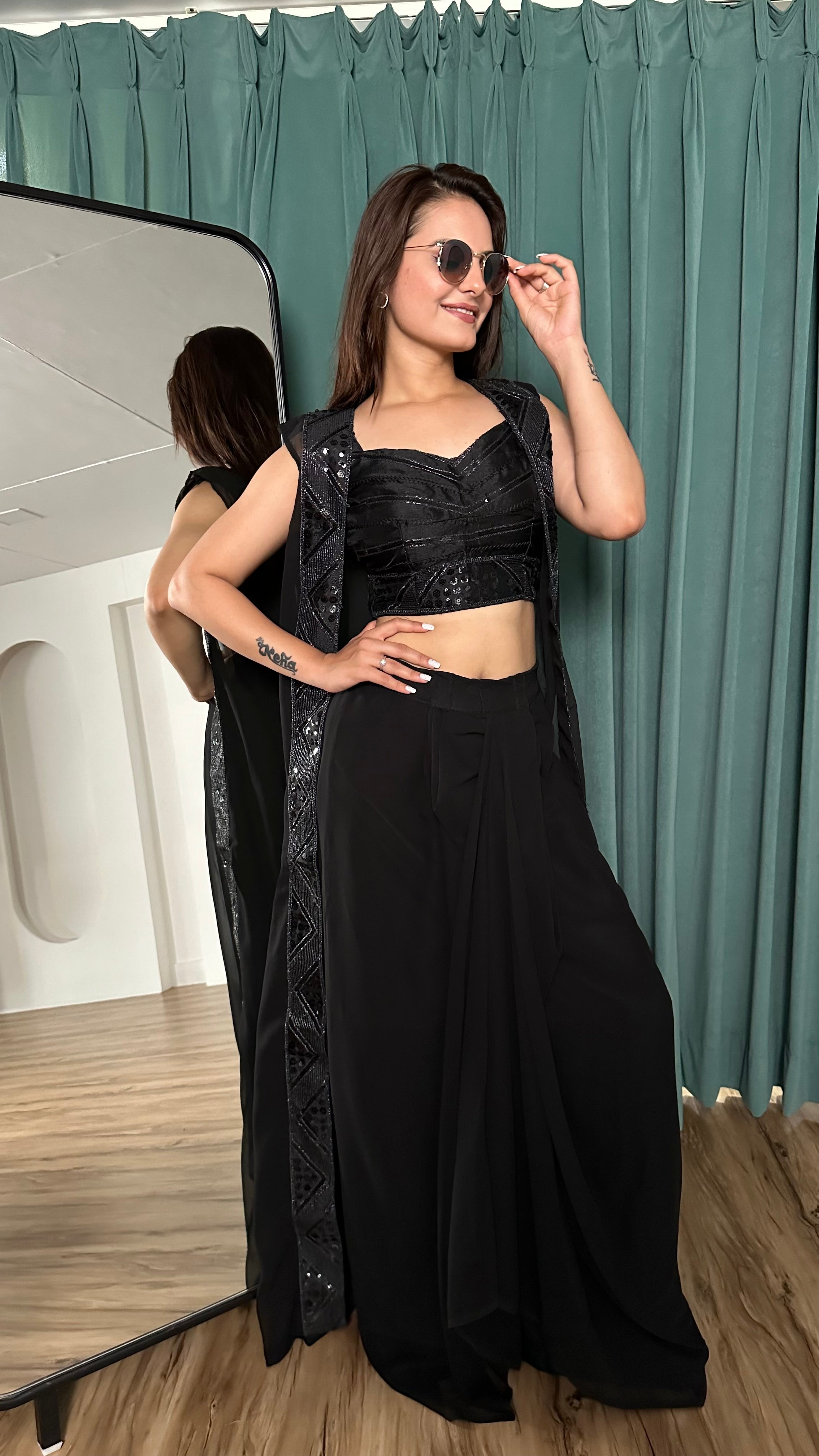 Stylish Black Indo Western