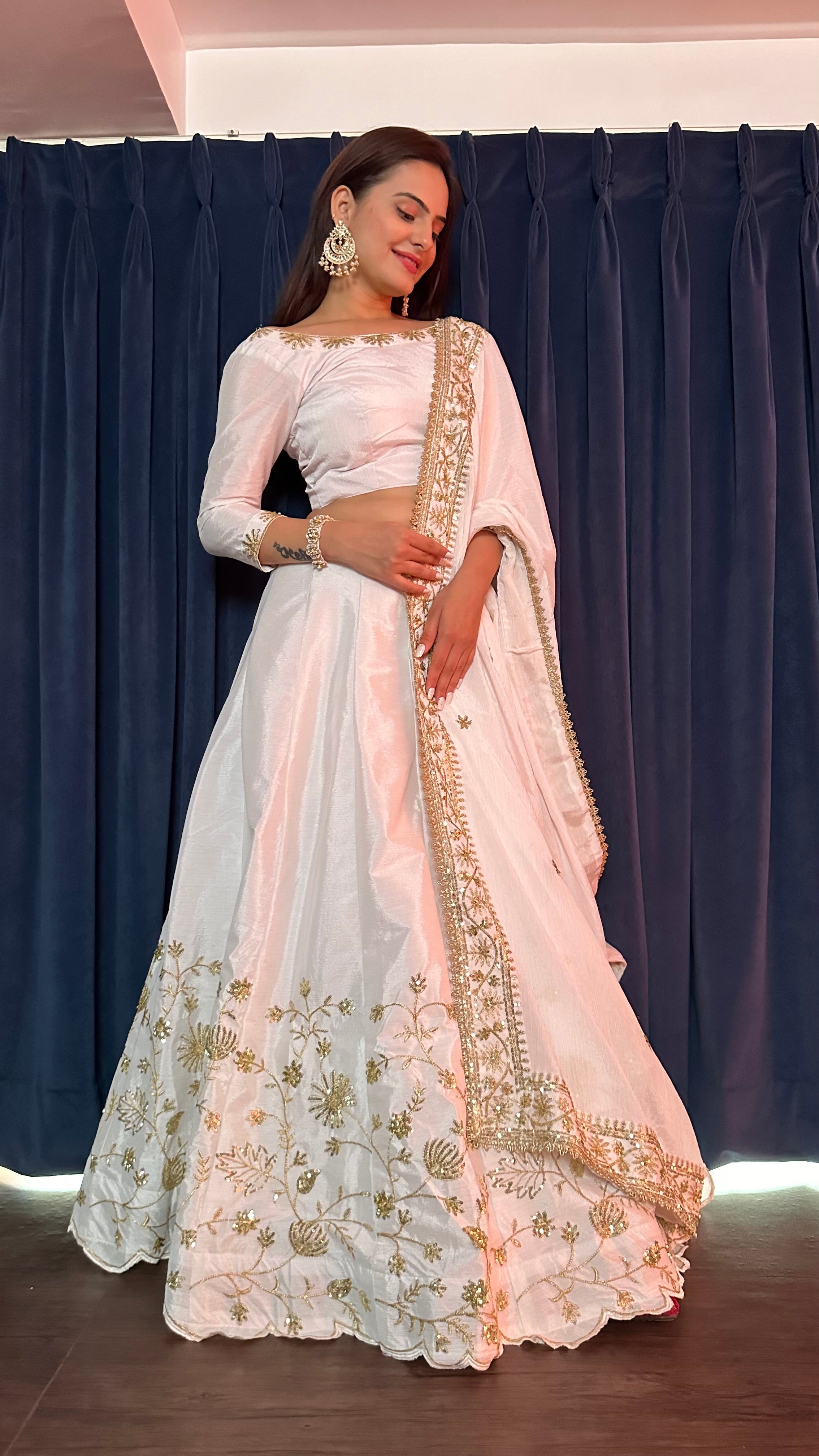 Fashion Book Present Designer White Lehenga