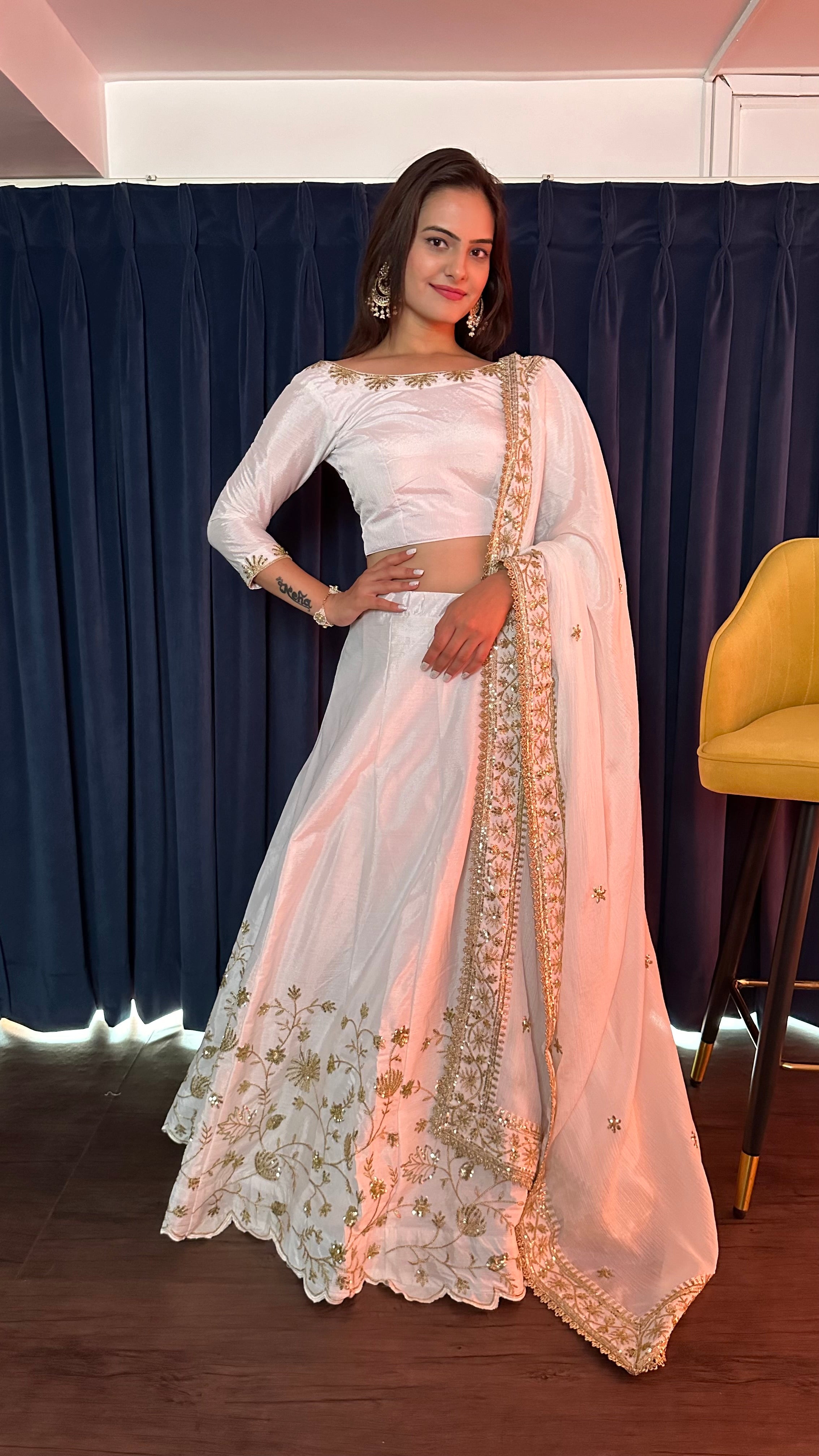 Fashion Book Present Designer White Lehenga