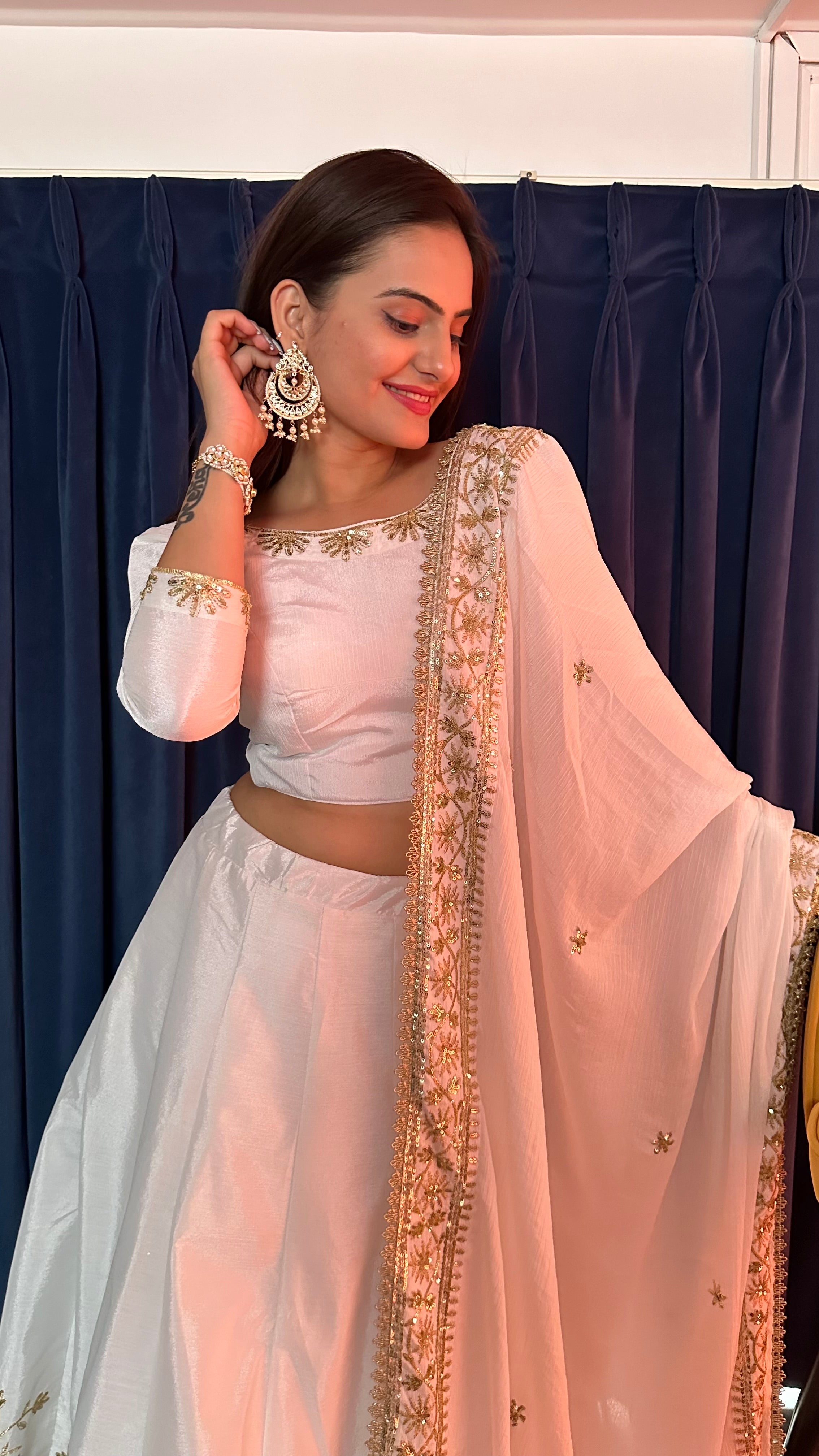 Fashion Book Present Designer White Lehenga