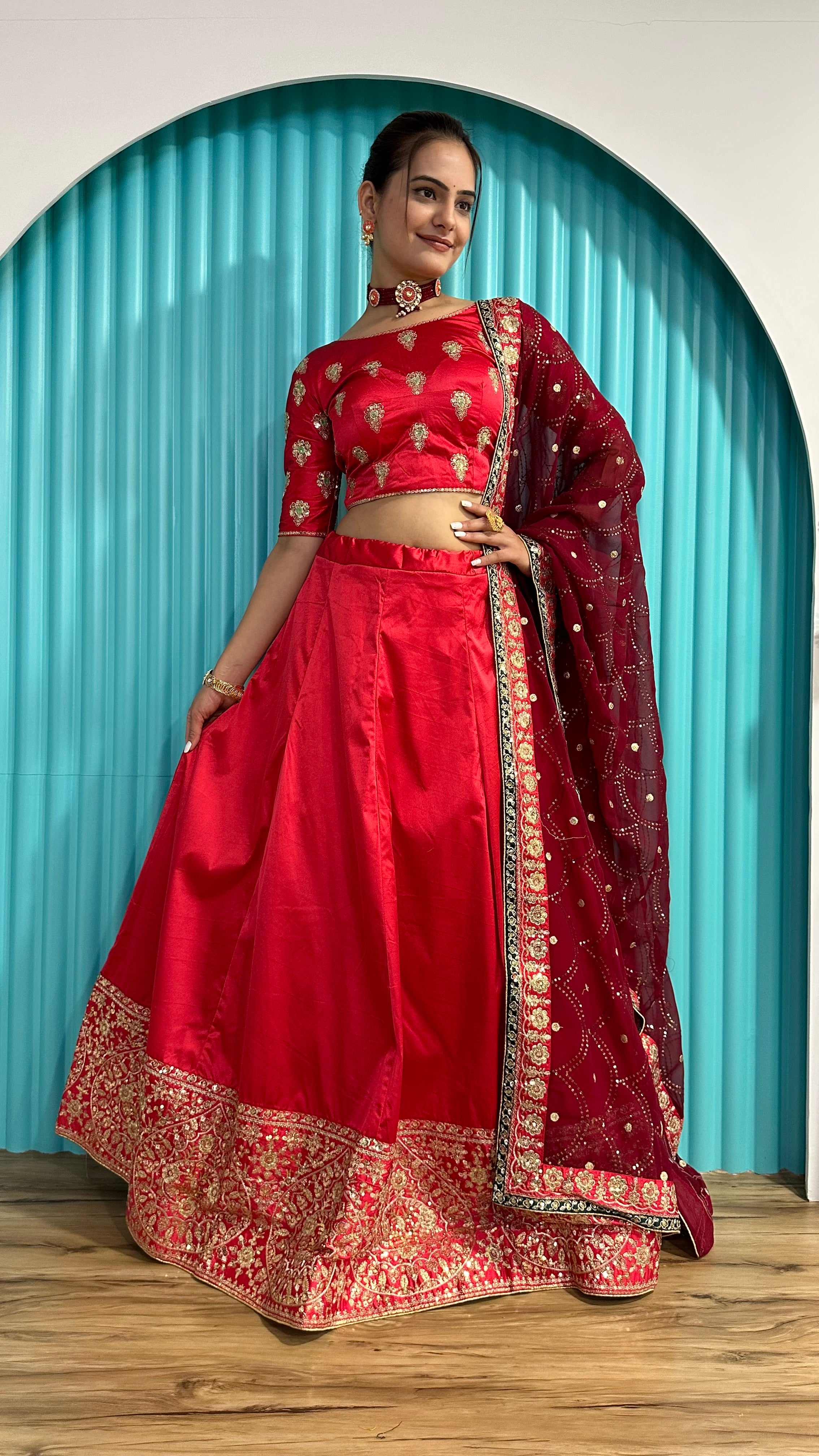 Fashion Book Present Designer Red Lehenga Set