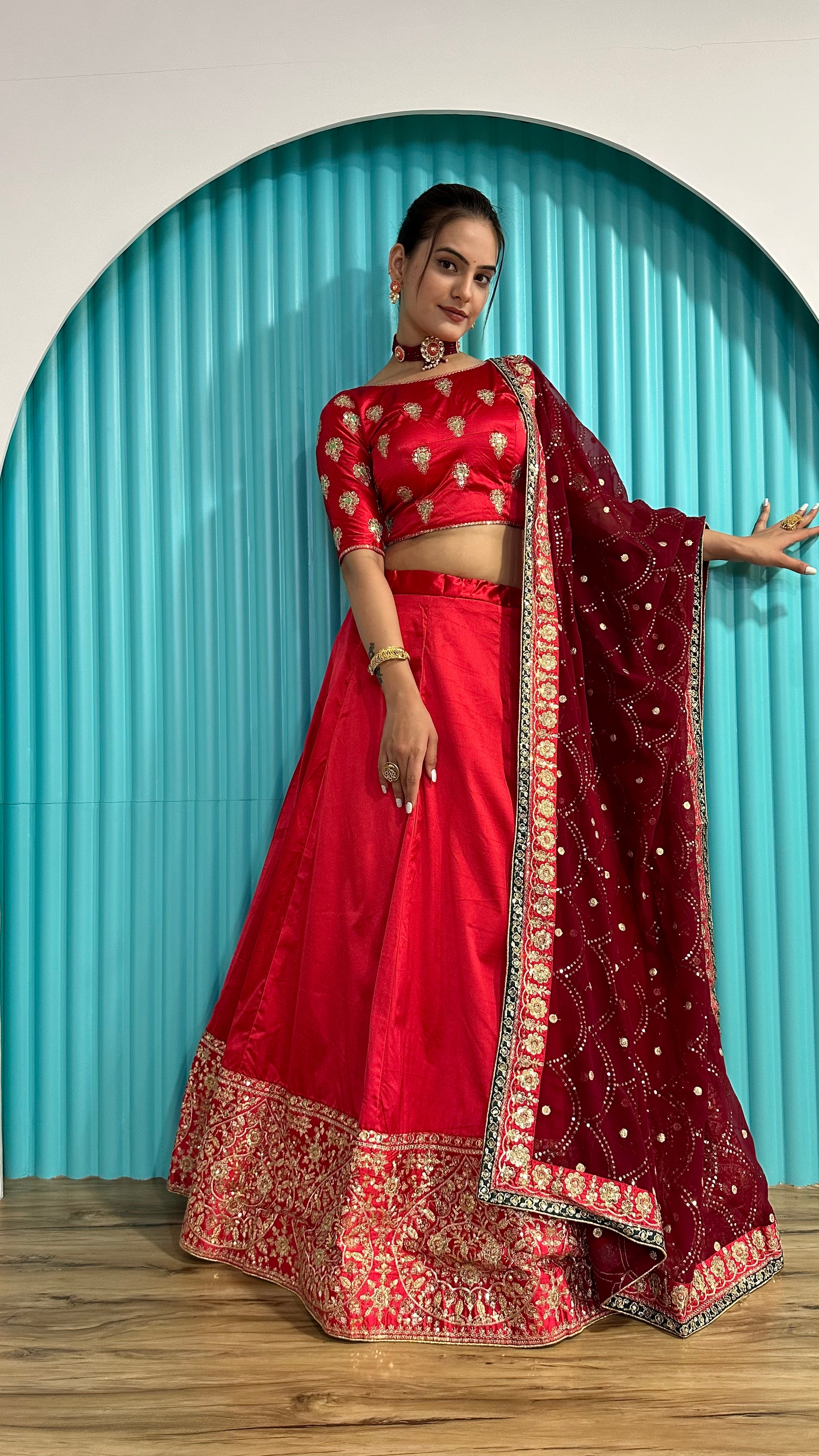 Fashion Book Present Designer Red Lehenga Set