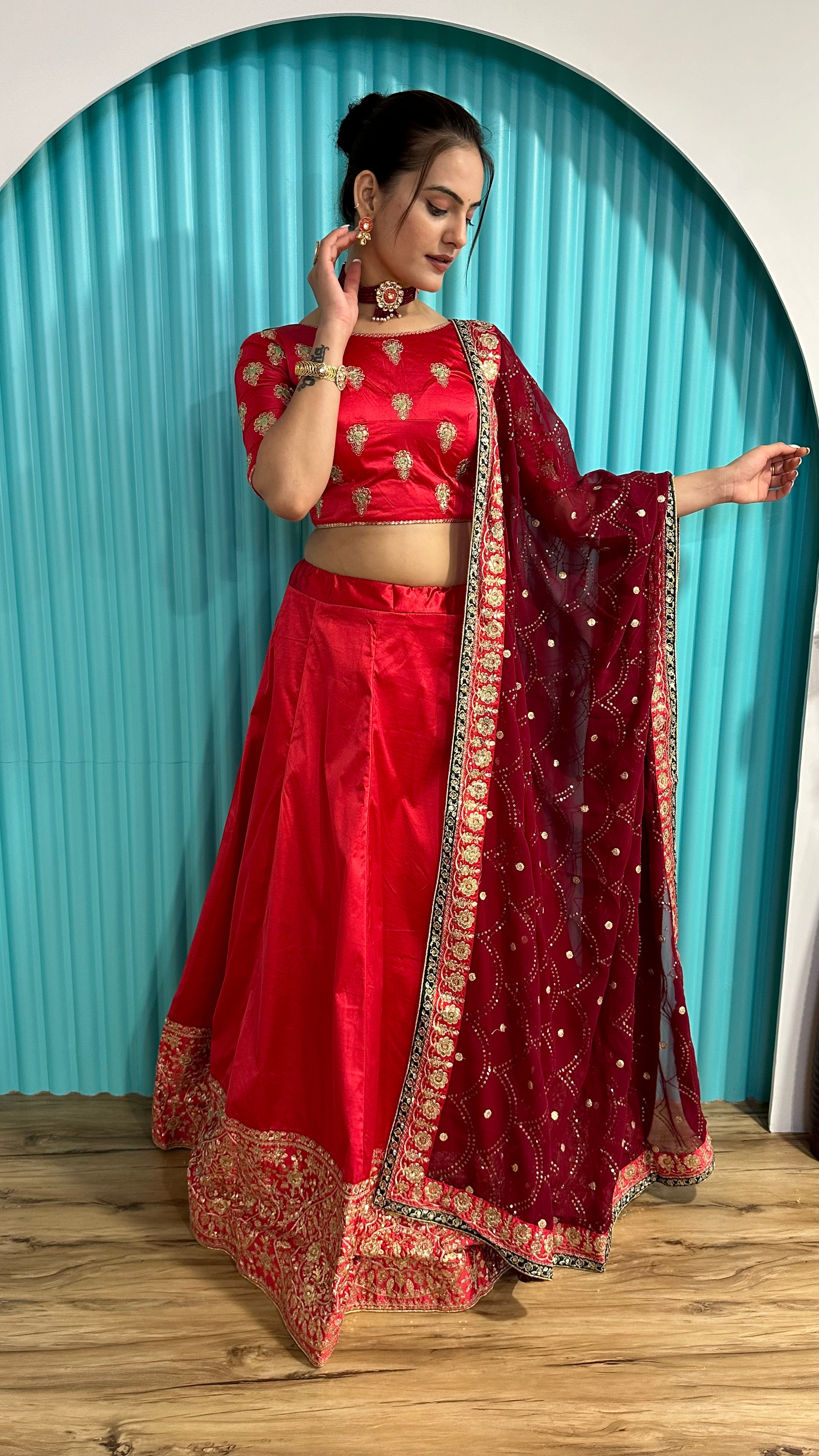 Fashion Book Present Designer Red Lehenga Set