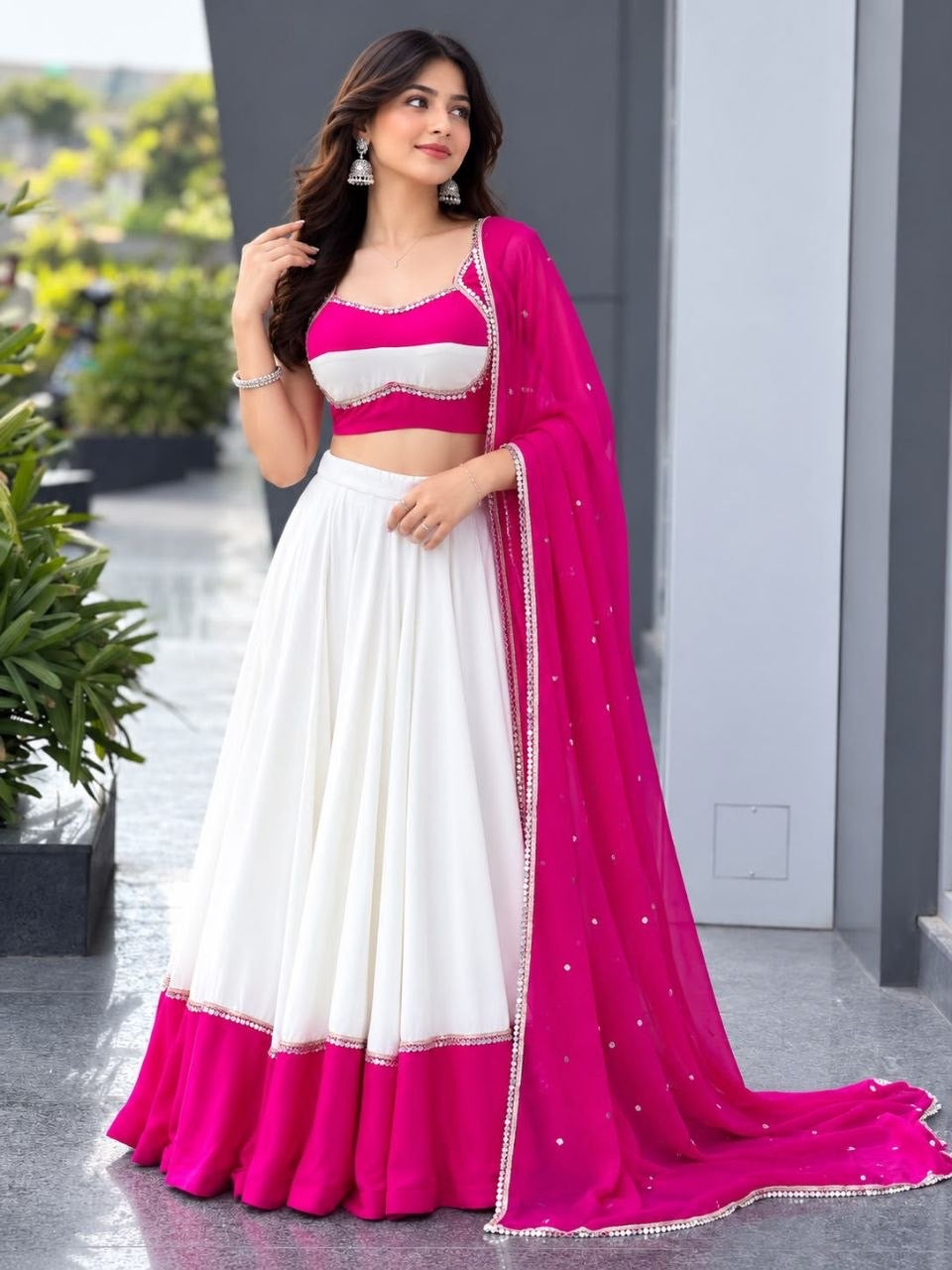 A bold pop of pink Lehenga