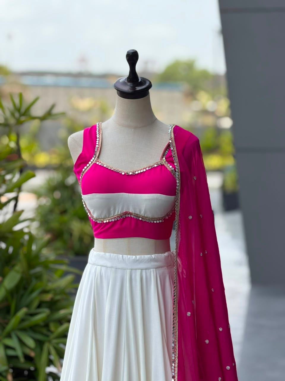 A bold pop of pink Lehenga