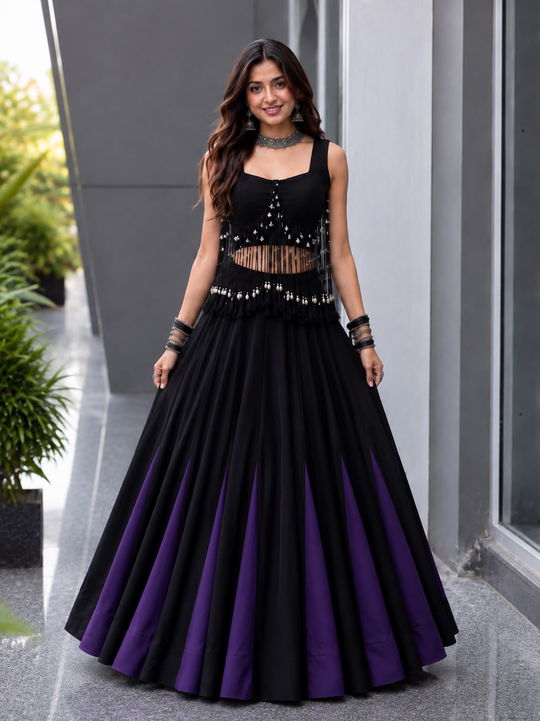 Midnight drama, modern glamour- Lehenga set