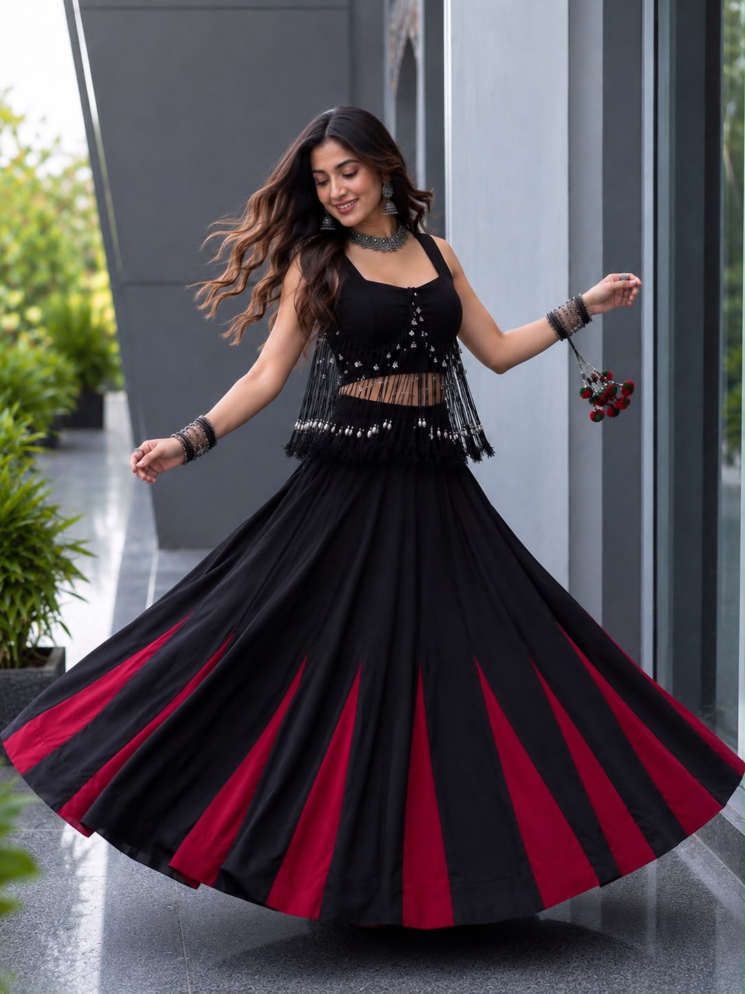 Midnight drama, modern glamour- Lehenga set