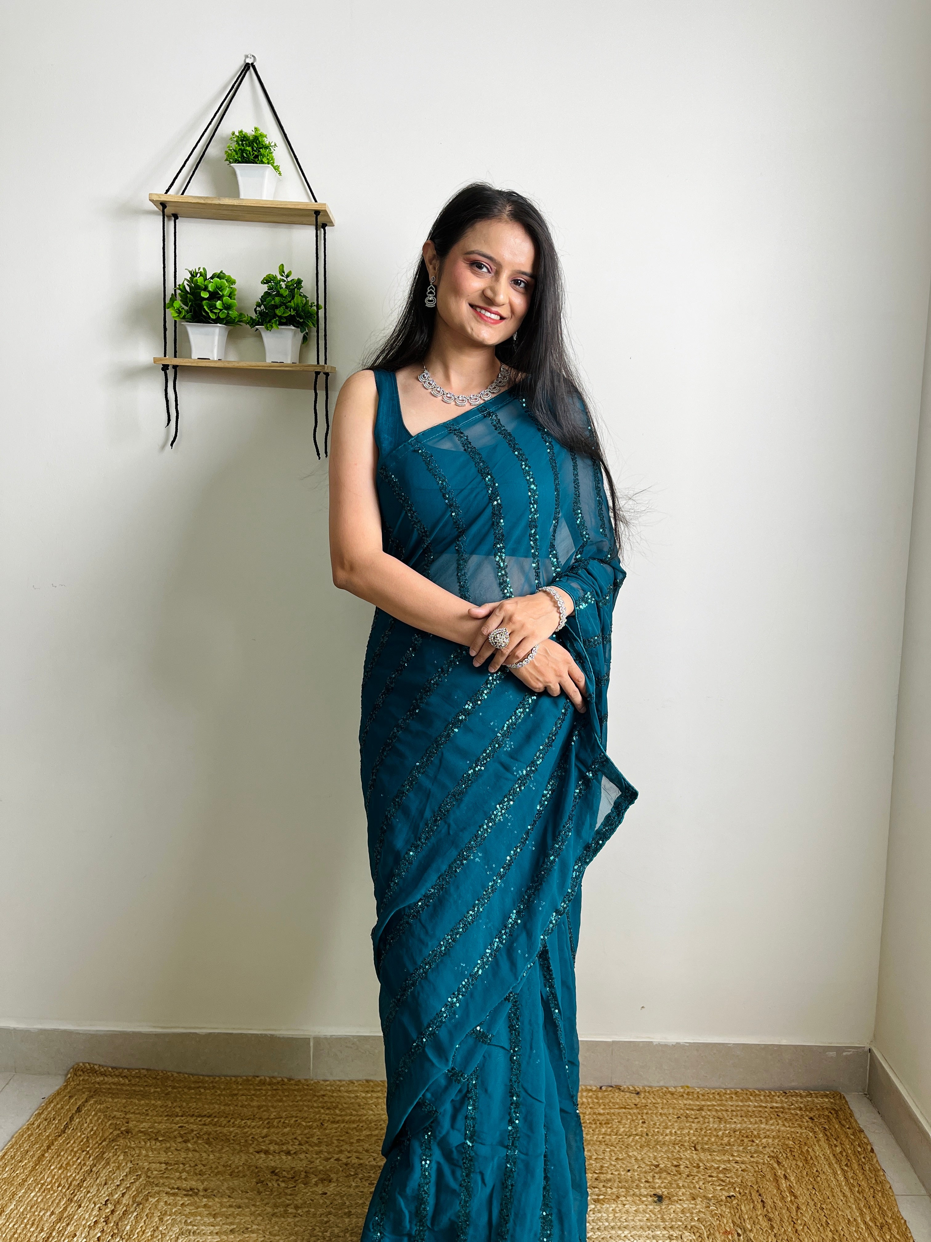 Summer Wedding calls for this Beautiful Sequins Sarees