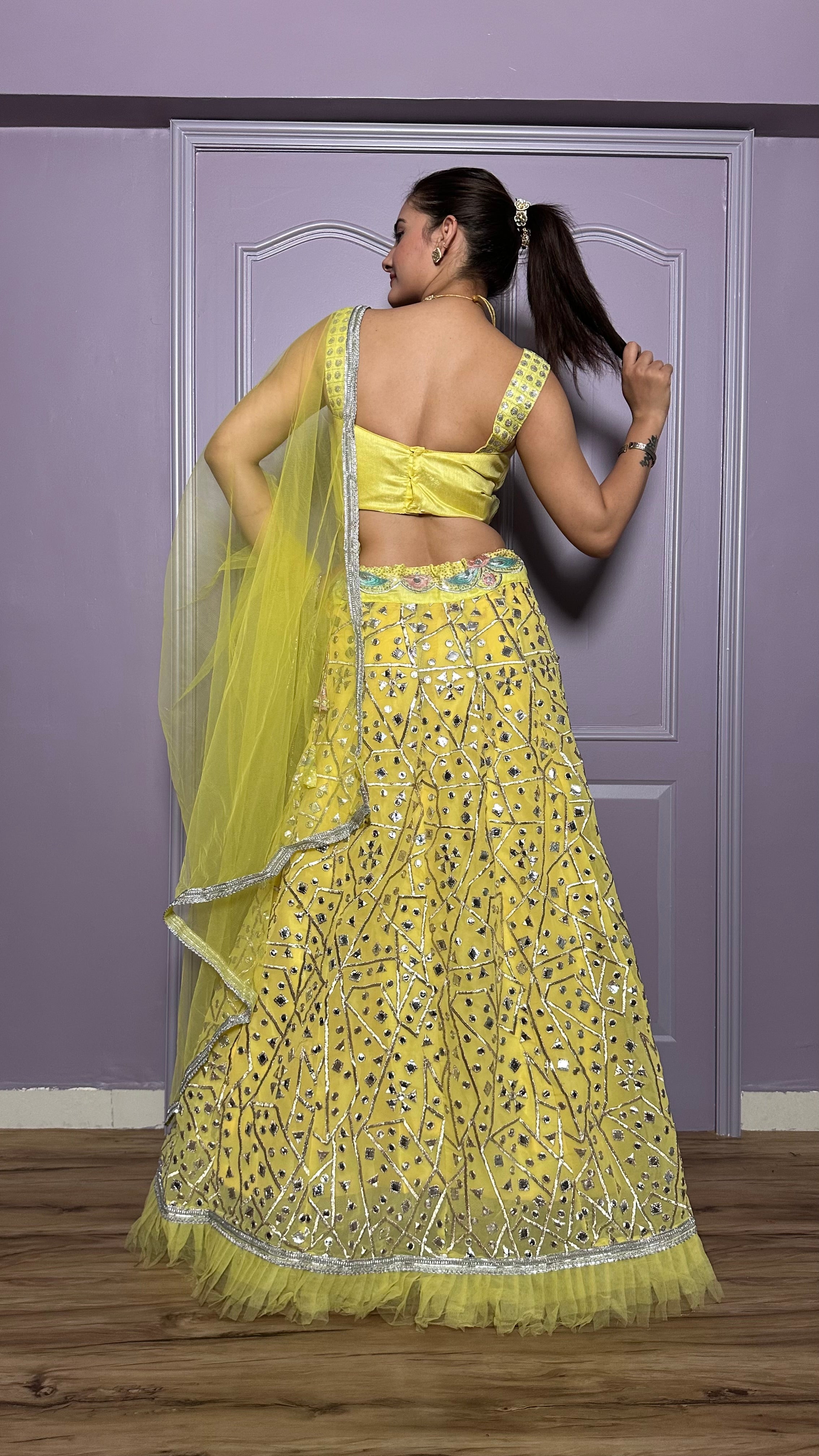 Happiness looks gorgeous in yellow Lehenga Set