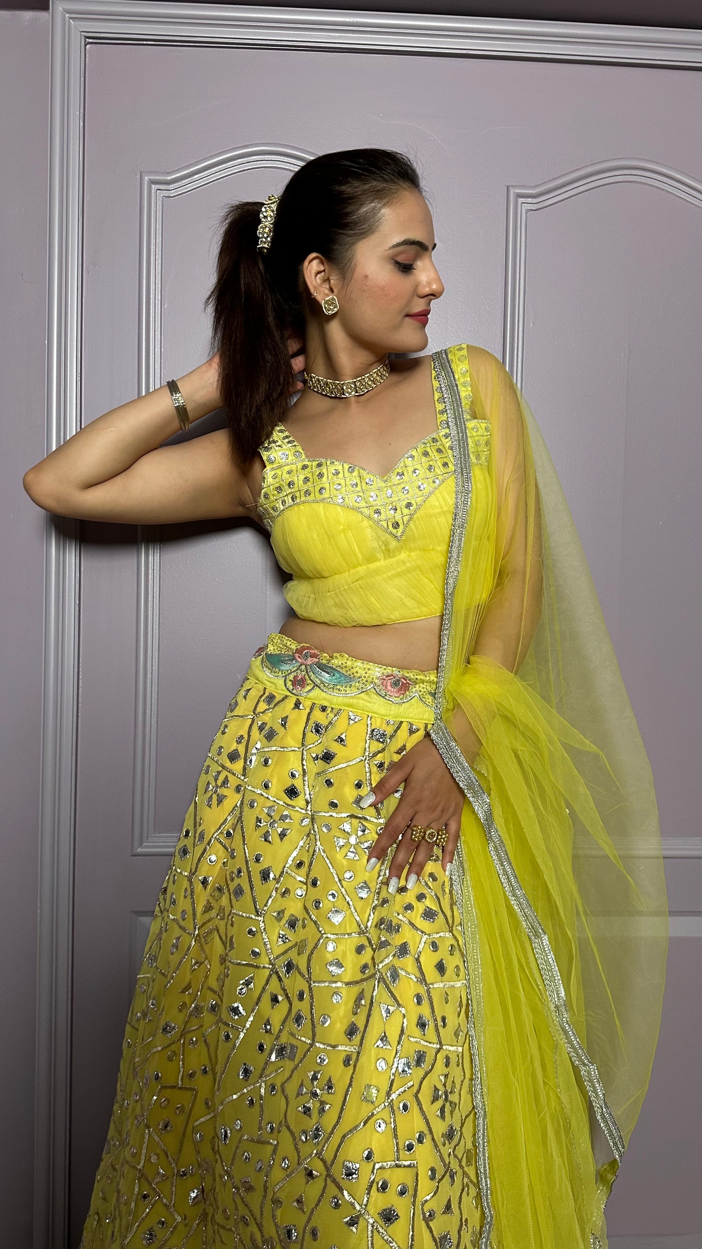 Happiness looks gorgeous in yellow Lehenga Set