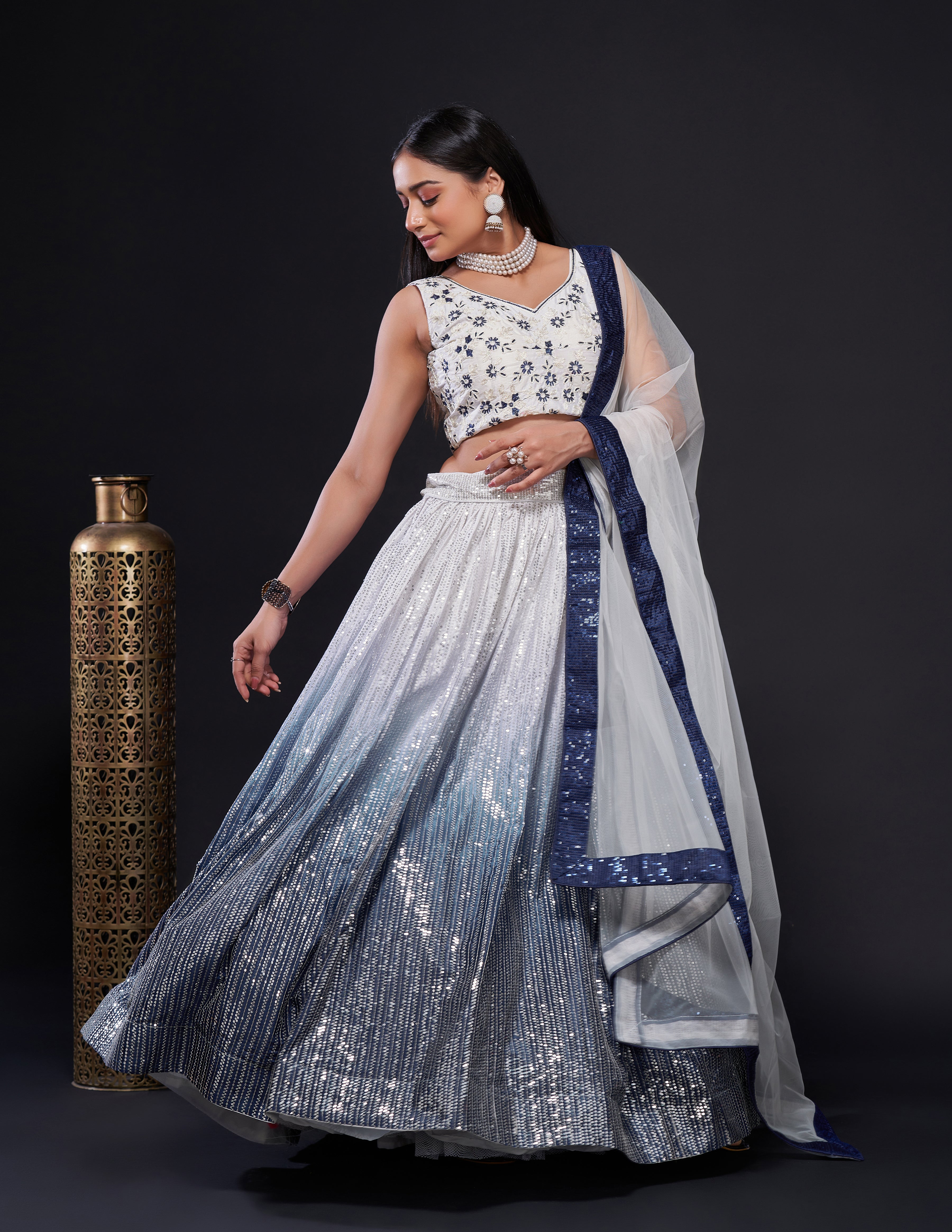 This modern lehenga choli is the perfect blend of tradition with contemporary fashion