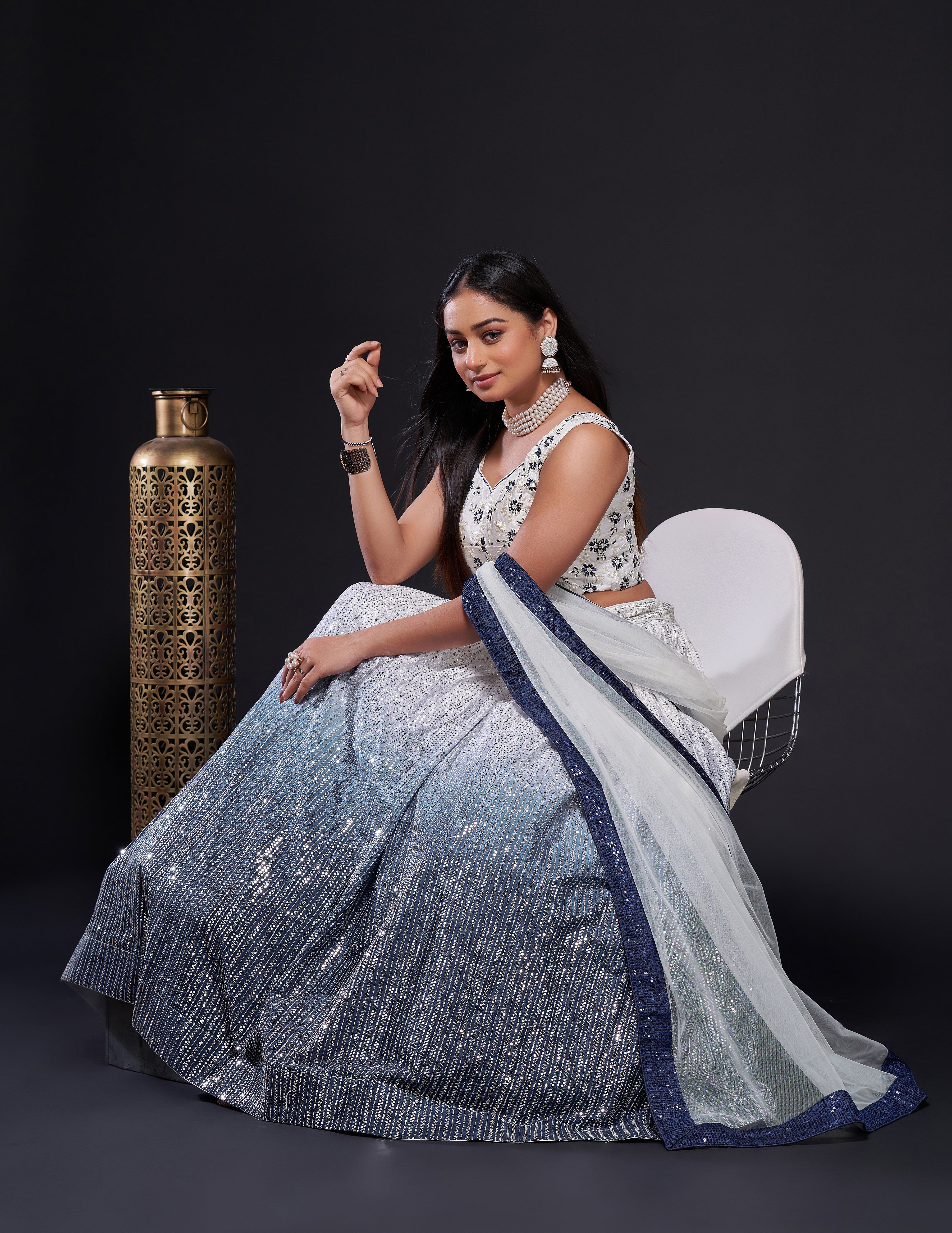 This modern lehenga choli is the perfect blend of tradition with contemporary fashion