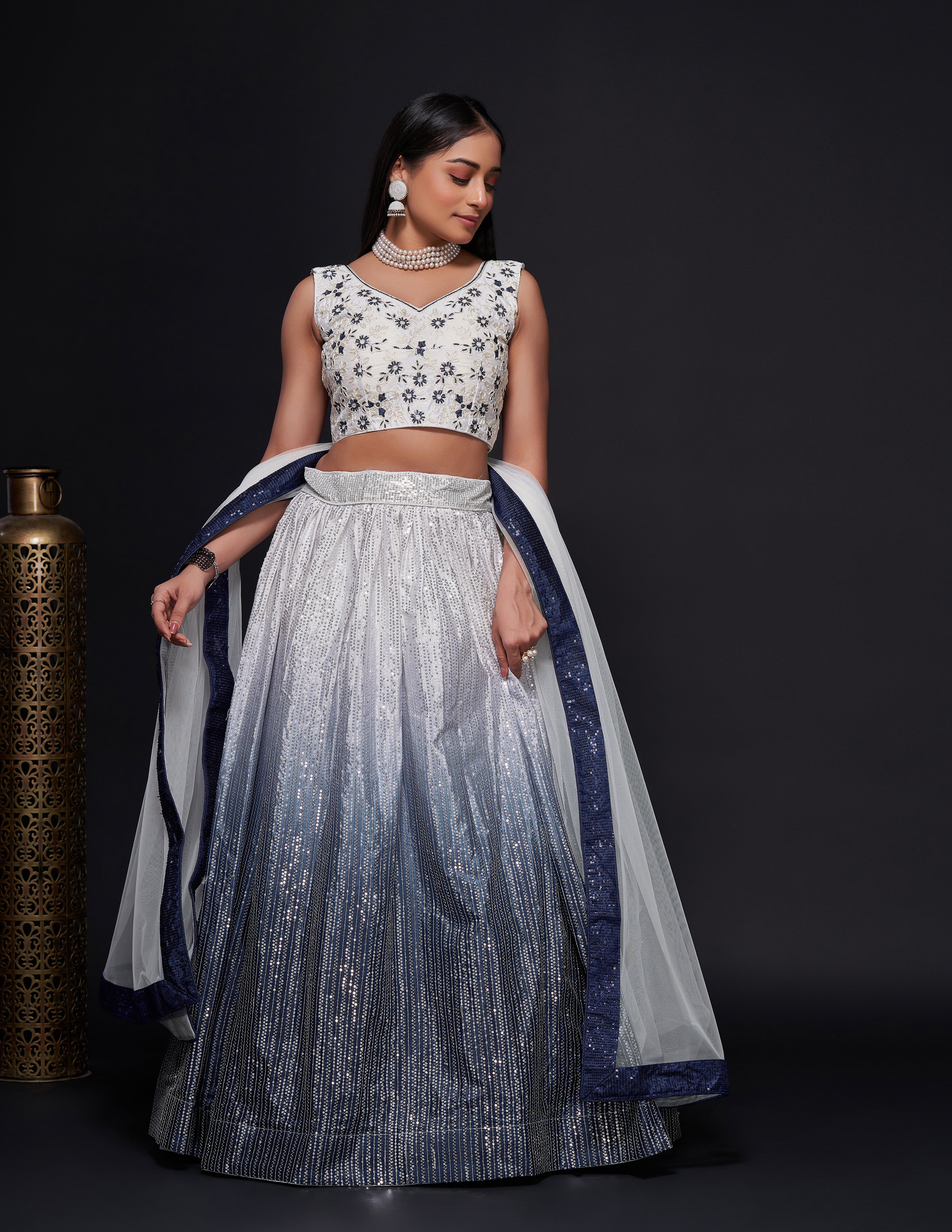 This modern lehenga choli is the perfect blend of tradition with contemporary fashion