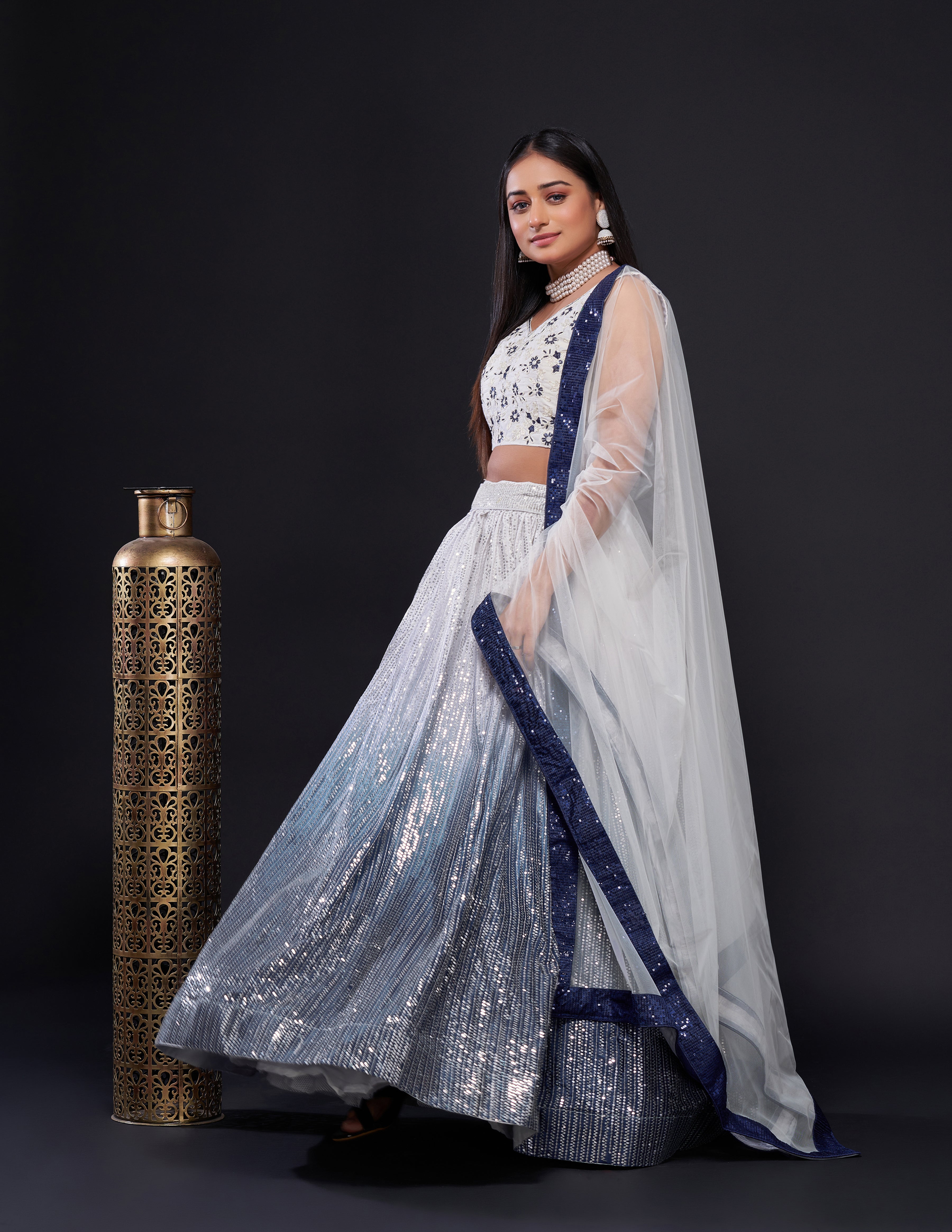 This modern lehenga choli is the perfect blend of tradition with contemporary fashion