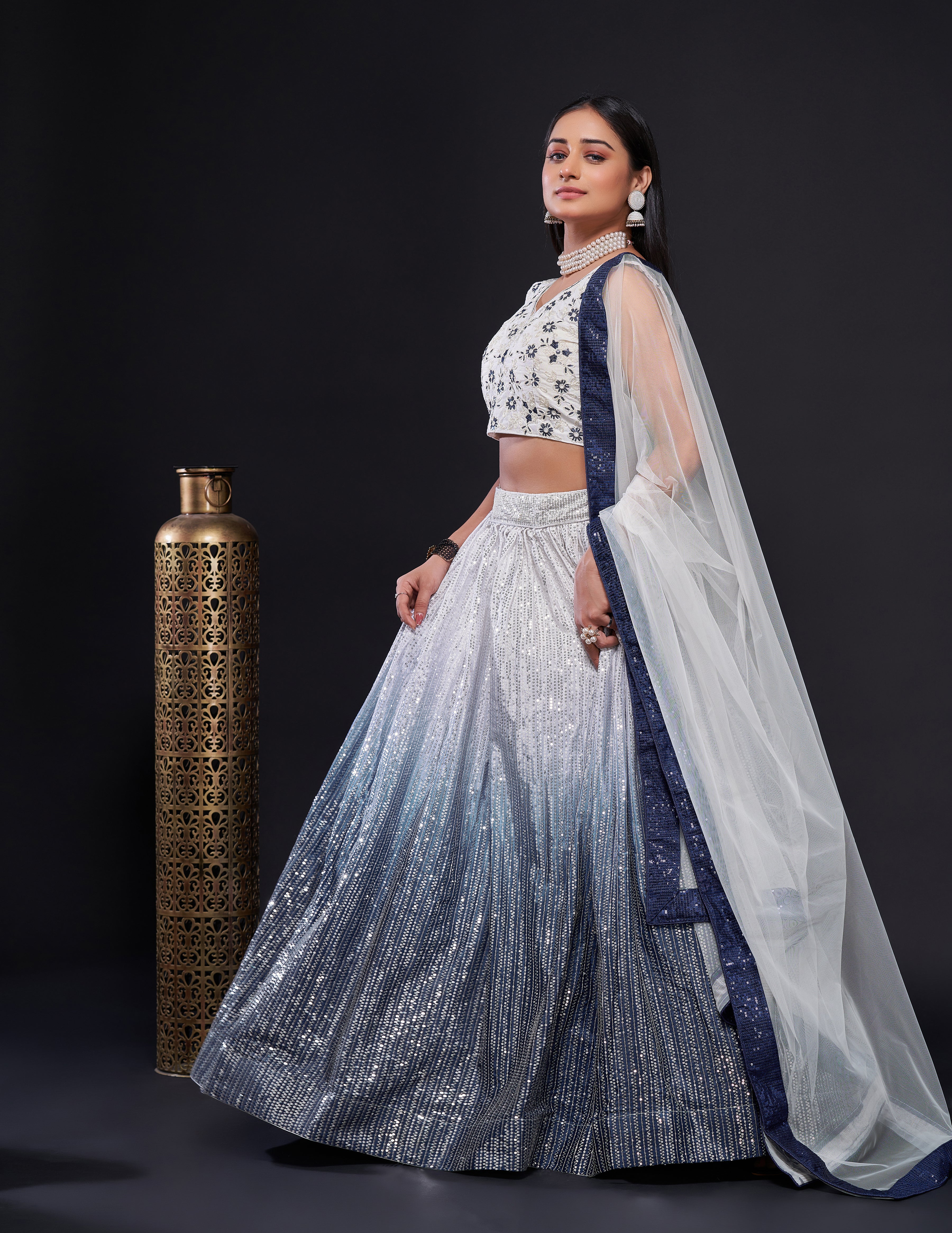 This modern lehenga choli is the perfect blend of tradition with contemporary fashion