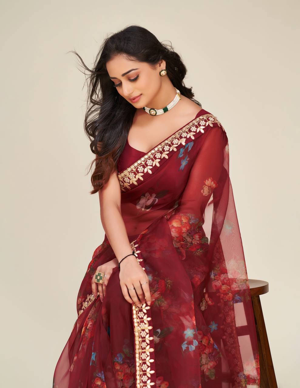 Fashion Book Featuring Bloom Floral Organza Saree