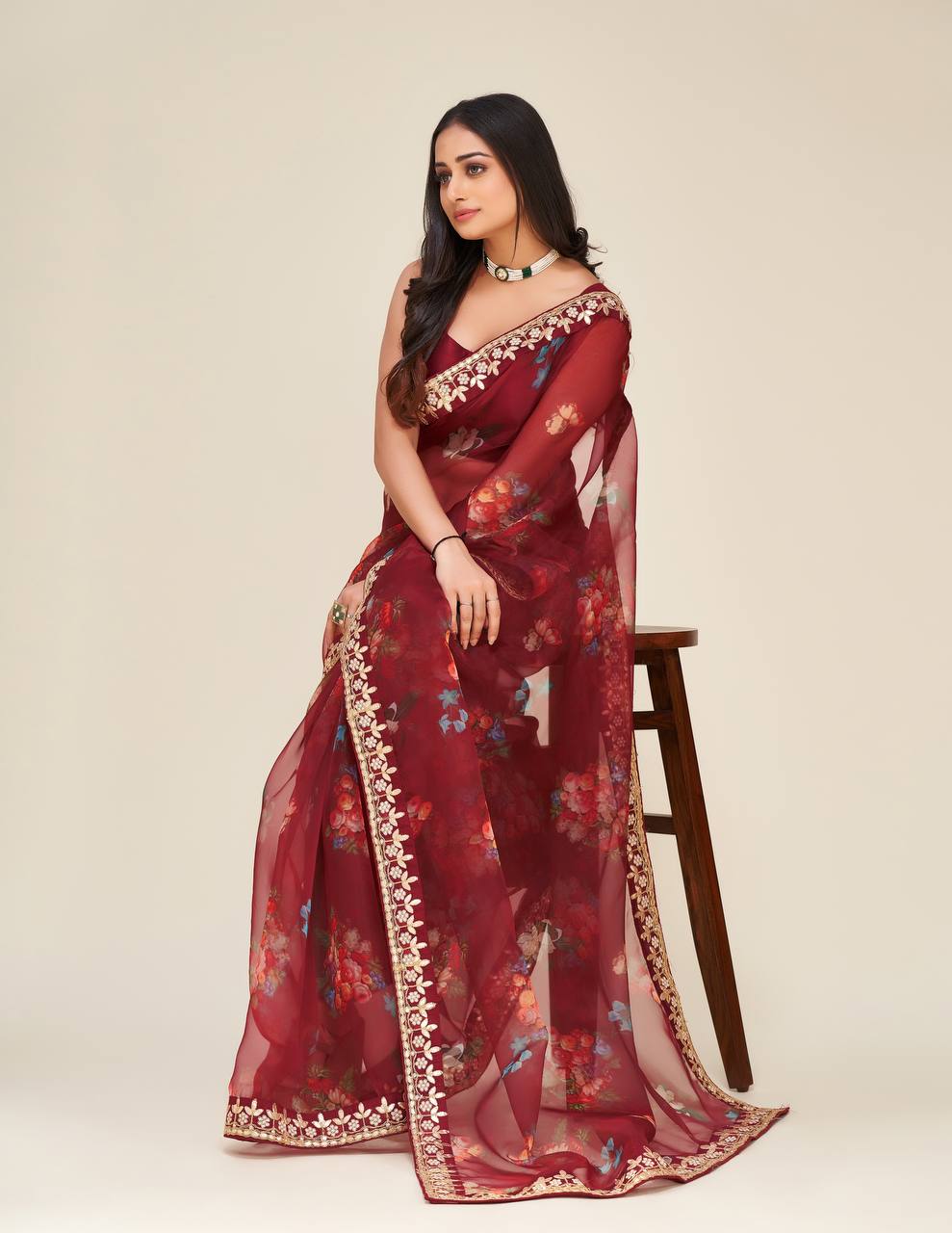 Fashion Book Featuring Bloom Floral Organza Saree