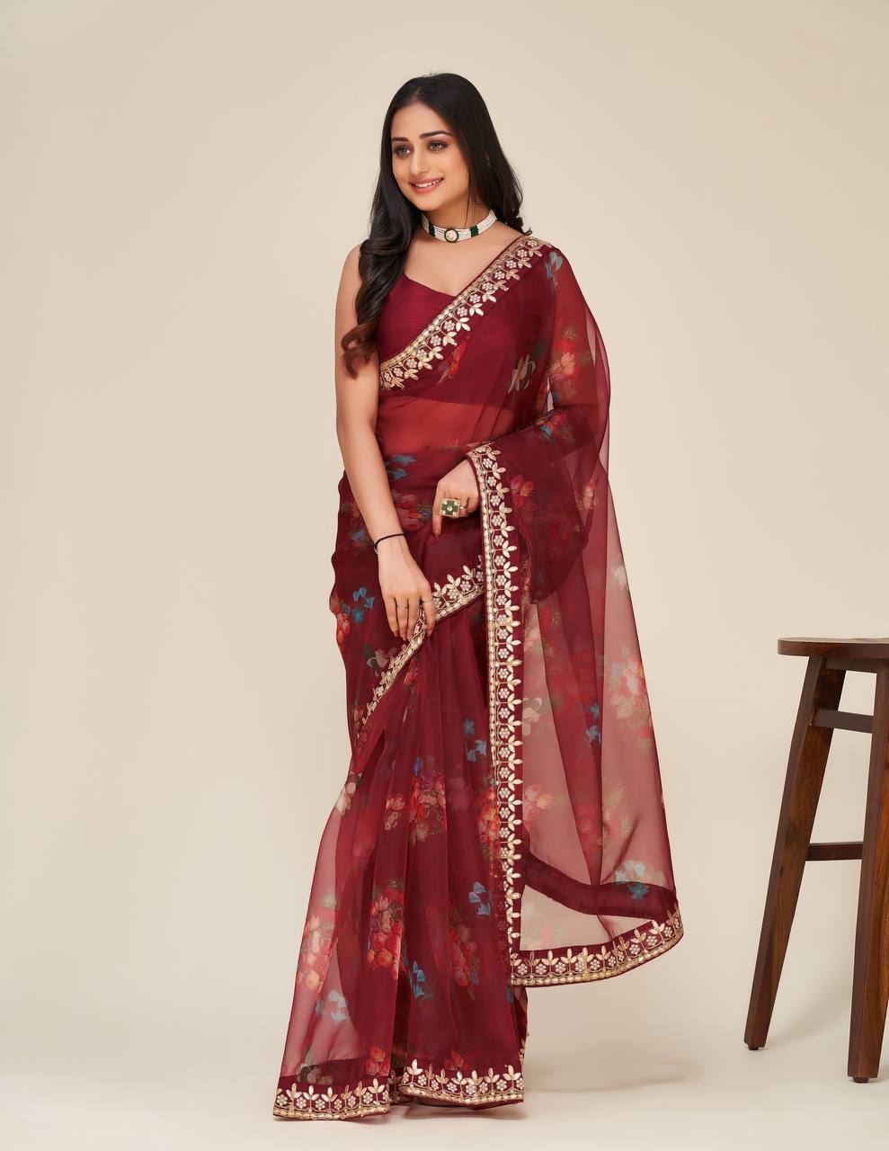 Fashion Book Featuring Bloom Floral Organza Saree