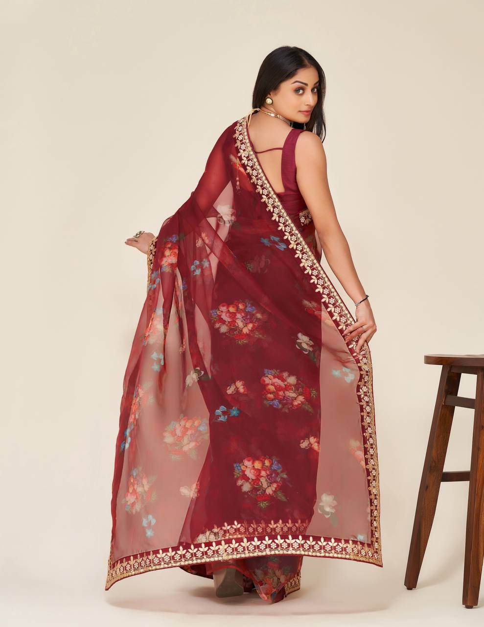 Fashion Book Featuring Bloom Floral Organza Saree