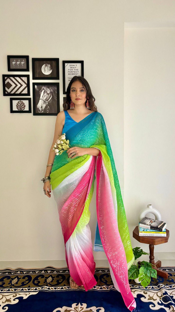 THIS BEAUTIFUL CRUSH SEQUINS SAREE IS THE PERFECT ADDITION TO YOUR WARDROBE