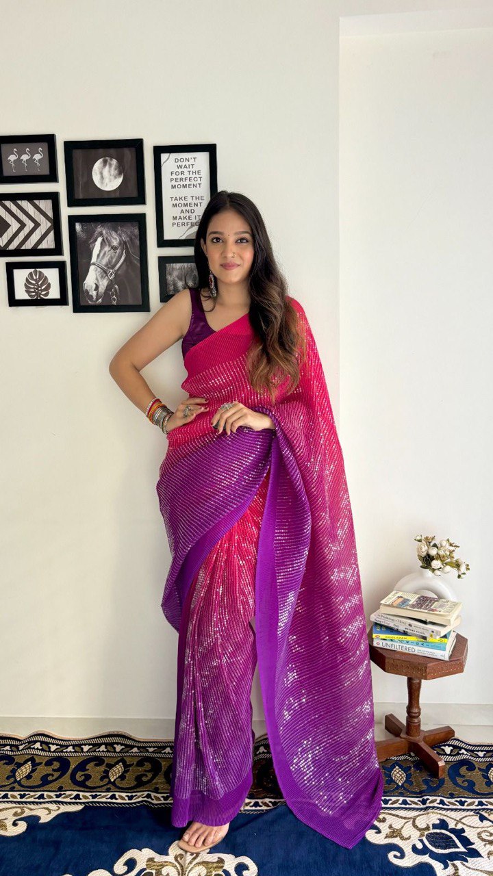 This Beautiful Crush Sequins Saree is the perfect addition to your wardrobe